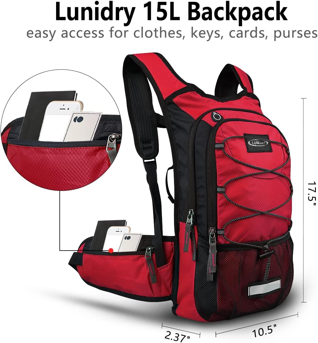 Insulated Hydration Pack Backpack with 3L BPA Free Leak-Proof Water Bladder, Keep Liquids Cool for up to 5 Hours, Daypack for Hiking, Running, Cycling, Hunting, Climbing