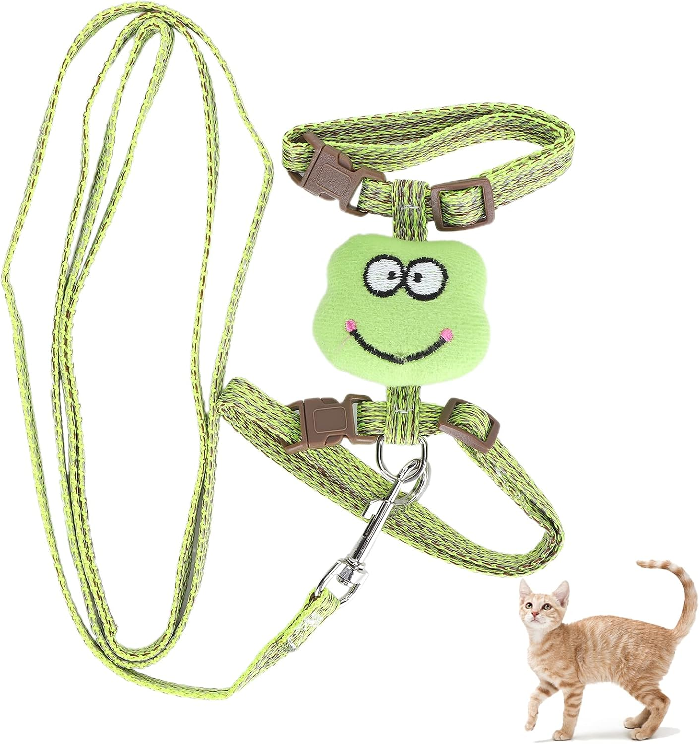 Cat Harness with Leash - Cloth I Shaped Chest Harness - Adjustable Escapeproof Kitten Harness, Lightweight Soft for Large Small Cats Walking Travel Outdoor (Green) image number 3