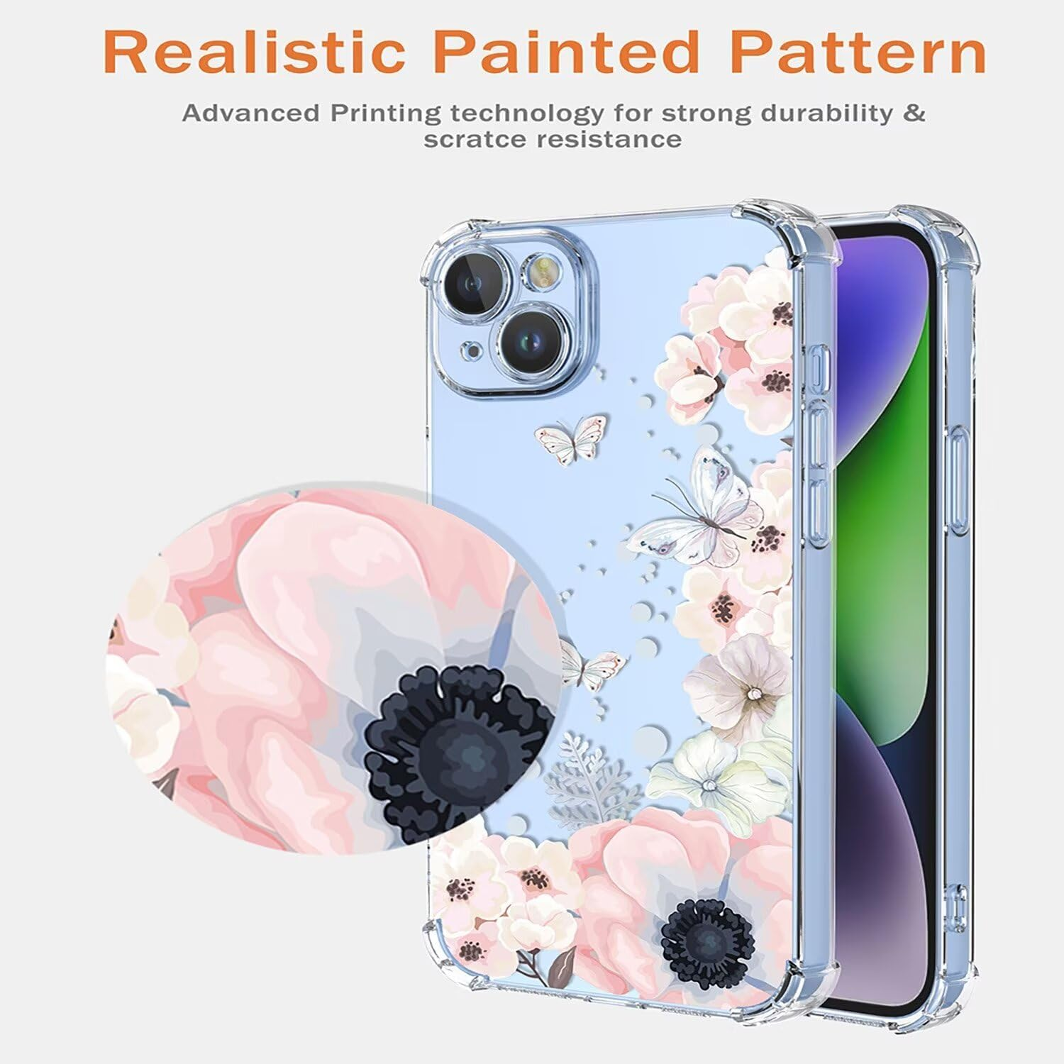 ILING Case for Oppo Find X8 Pro 5G, Ultra Thin Elegant Flowers and Cute Cartoon Pattern Women'S Mobile Phone Case, Soft Silicone Transparent TPU Shockproof Protective Case (Pink Flowers)
