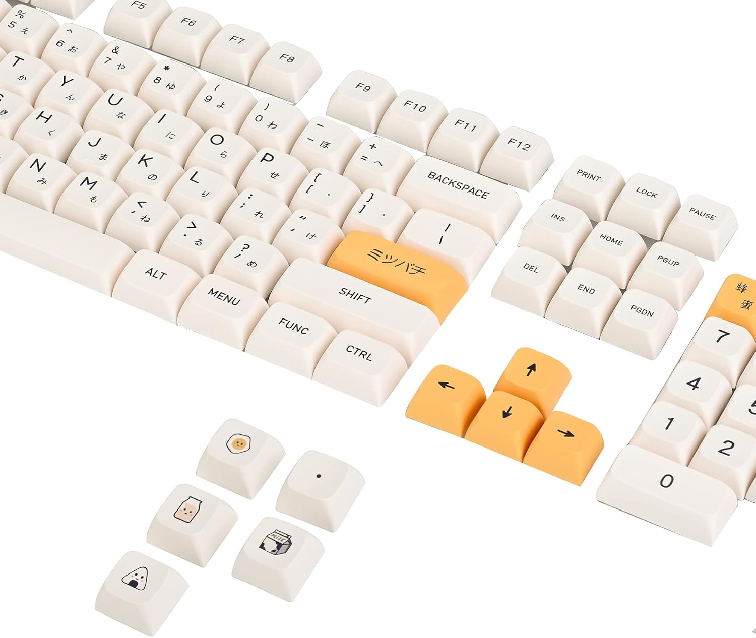 GTSP XDA Honey Milk Keycaps PBT Japanese Bee Keycap 140-Key Set for Cherry MX Covers Fullsize 60% 65% 75% Keyboard（Xda/Honey Milk） image number 4