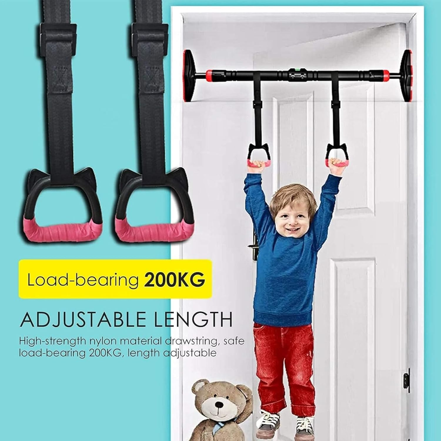 Gymnastic Rings with Straps Exercise Strength Training Equipment Pull up Rings Fitness Children Trapeze Bar Pull up Gym Rings Kids Home Exercise (Safe Load-Bearing 150KG) image number 4