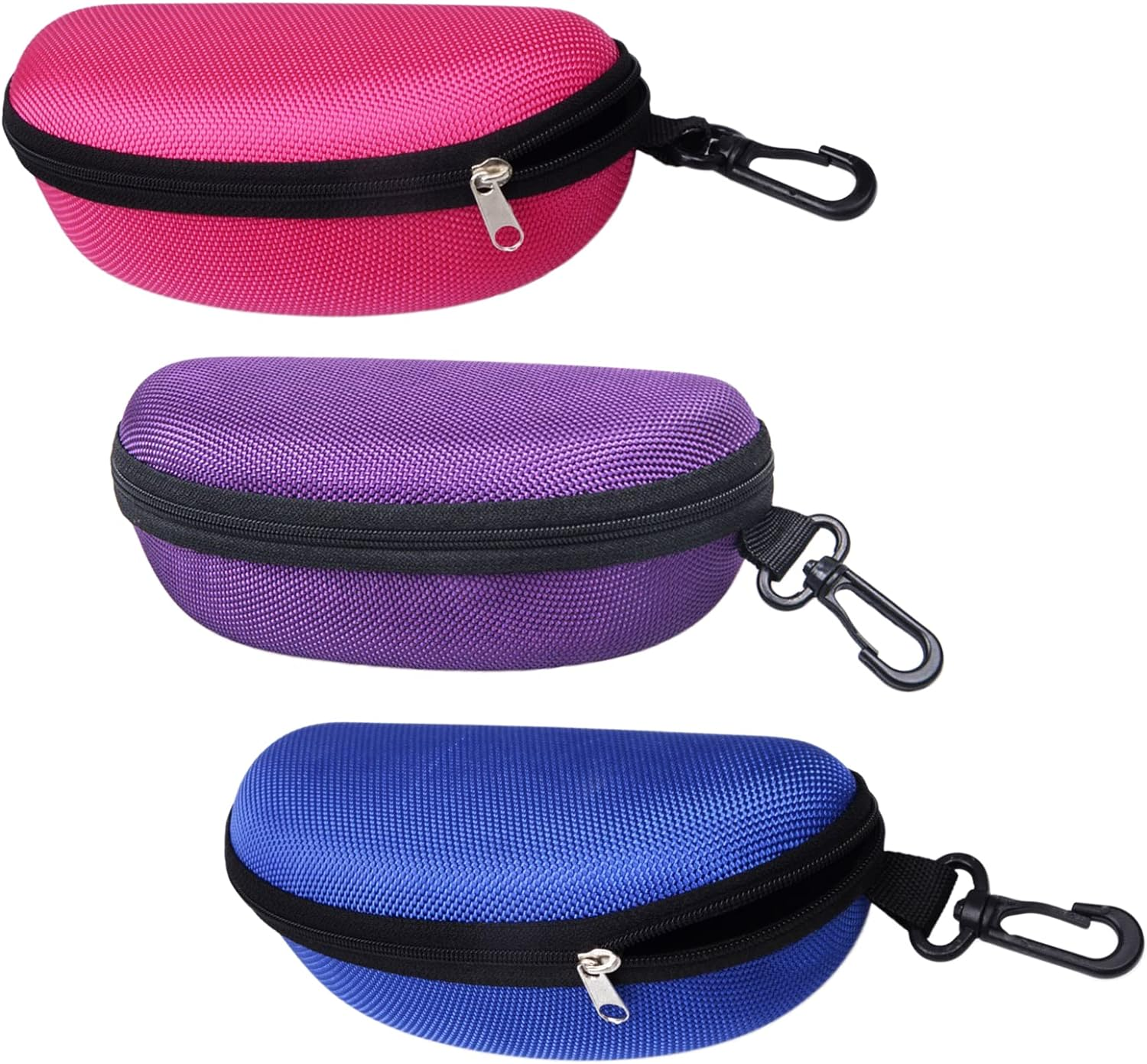 CENZICOM Sunglasses Case，Men Women Portable Travel Zipper Eyeglasses Case,Set of 3