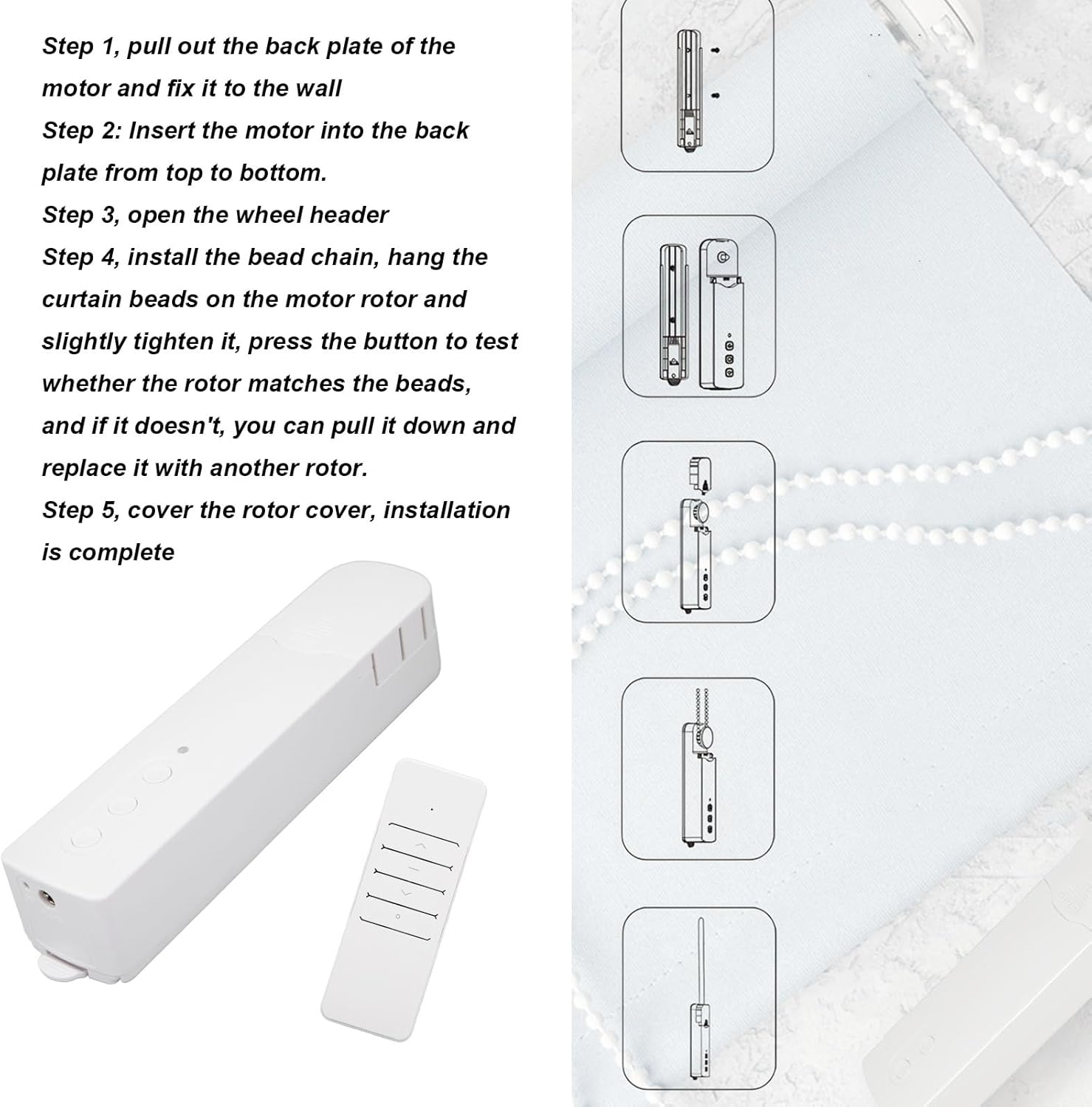 Wifi Smart Blind Motor, Motorized Smart Blinds Automation Control by Remote Controller and by Smart Phone, Voice, Timer Function, Compatible with Home Tuya Silent 30Db