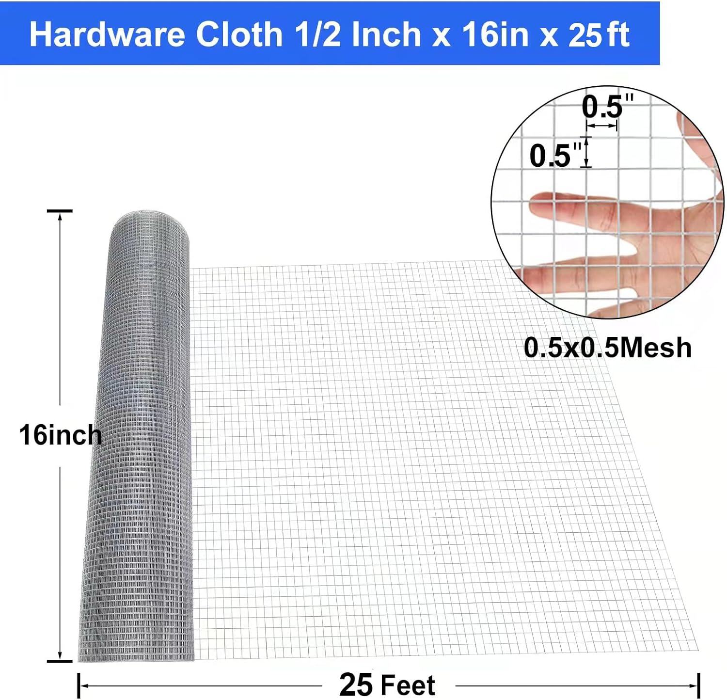 Land Guard 19 Gauge Hardware Cloth, 1/2 Inch Chicken Wire Fence, Galvanized Welded Cage Wire Mesh Roll Supports Poultry Netting Cage Fence&hellip;&hellip;&hellip; image number 3