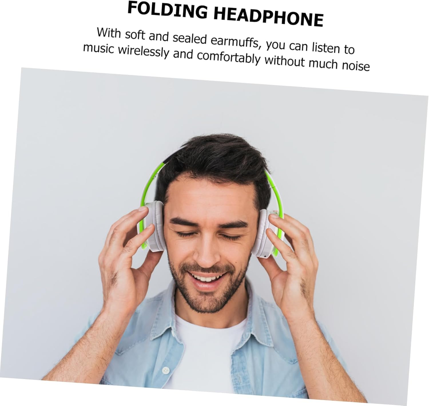 LIGIGWASH Foldable Wireless Over-Ear Headphones Adjustable Stereo Headset with Wireless Connectivity and Micro Memory Card Slot for Sports and Travel, Lightweight Green-White Design image number 1