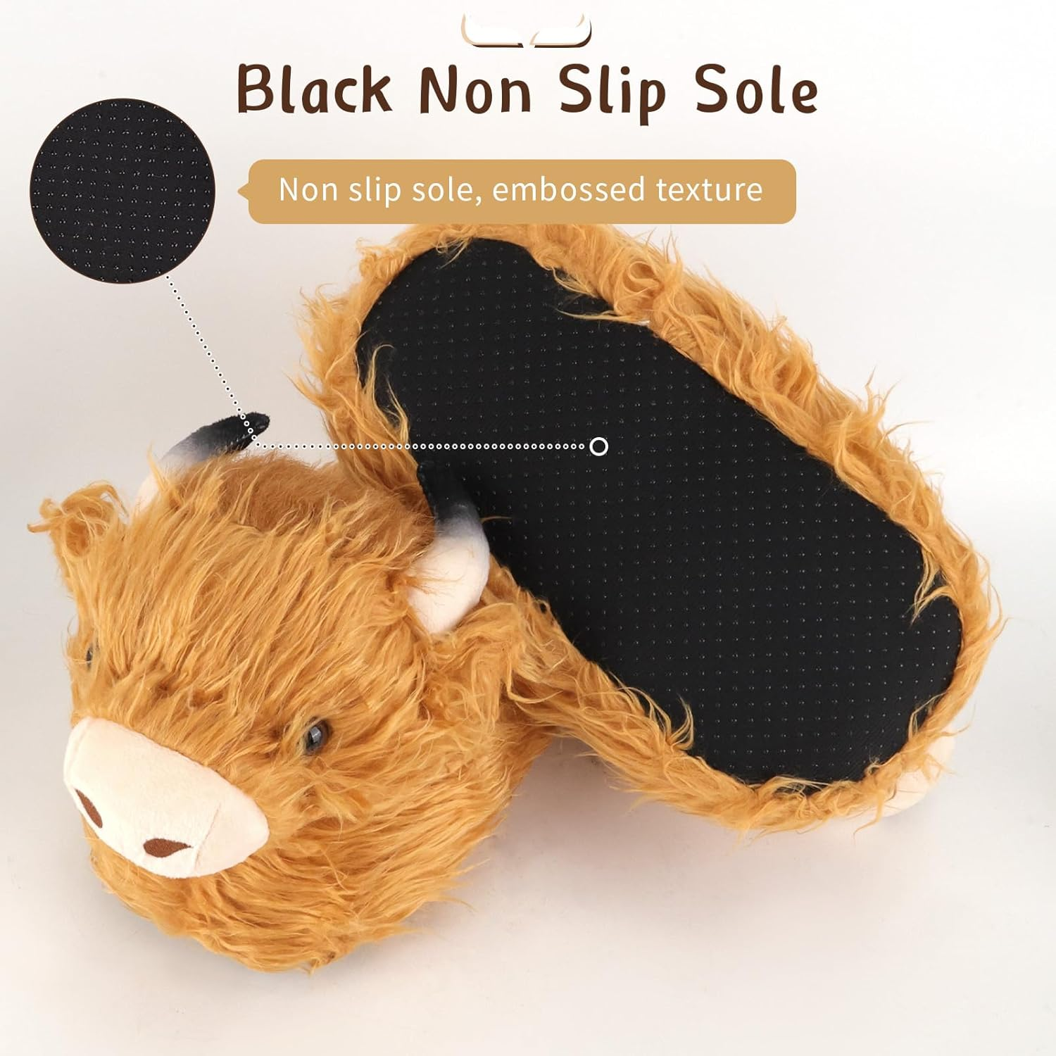 Zidoley Highland Cow Slippers - Cute and Cozy Animal Gifts for Women. Fuzzy Winter Indoor Slipper, Unisex UK Size 3-8. Soft Plush Fleece, Funny House Slipper for Warmth and Comfort