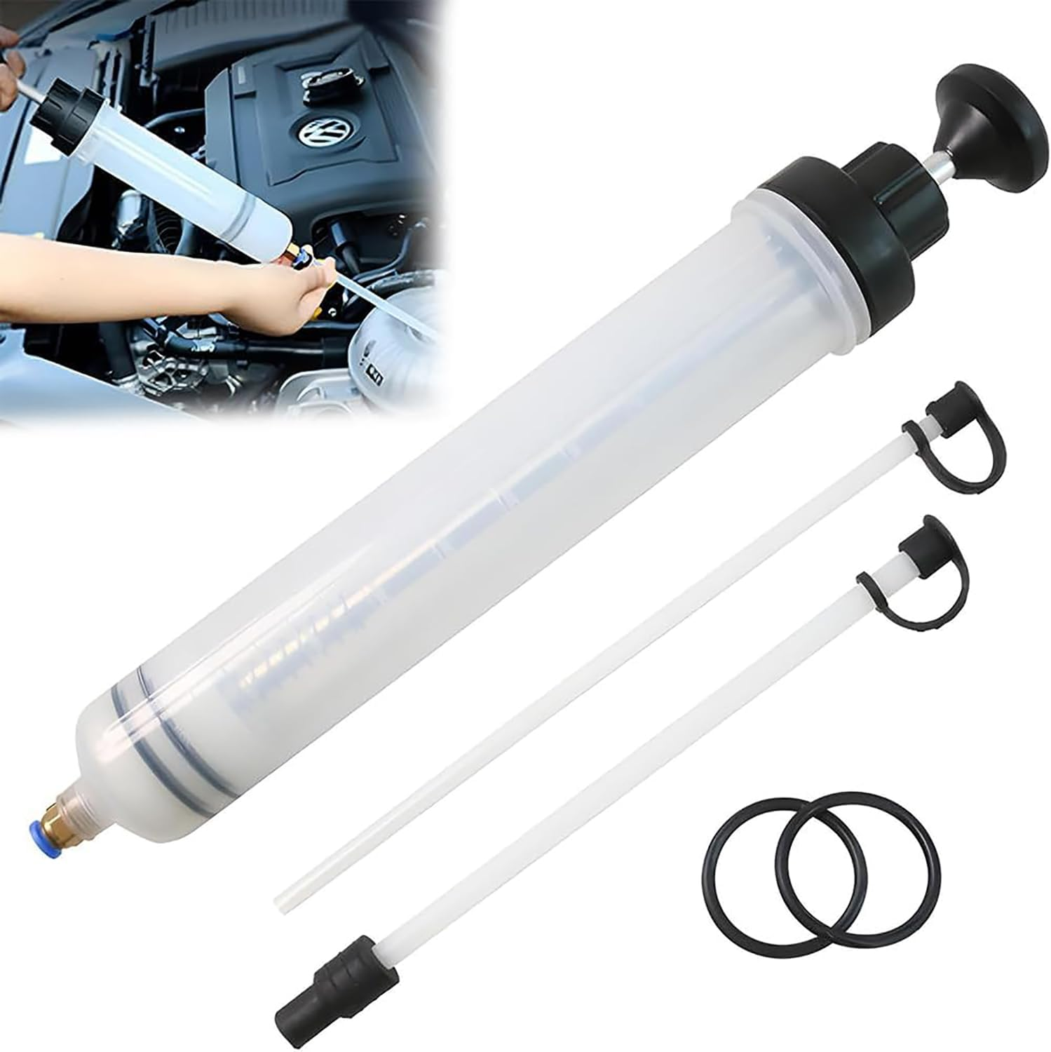 BEANPRECOY 500Cc Oil Fluid Extractor & Filler Pump | Manual Vacuum Oil Change Syringe W/Hose | for Engine, Brake Fluid, Transmission Oils & Coolant | Multi-Purpose Fluid Transfer Pump image number 4
