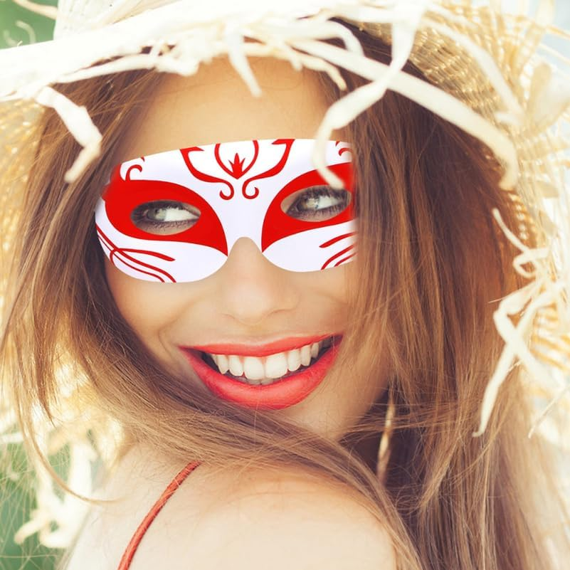 Toddmomy 120Pcs White Paper Craft Masks with Elastic Ropes for DIY Decoration for Halloween Mardi Gras Costume Parties and School Events and Comfortable Fit image number 1