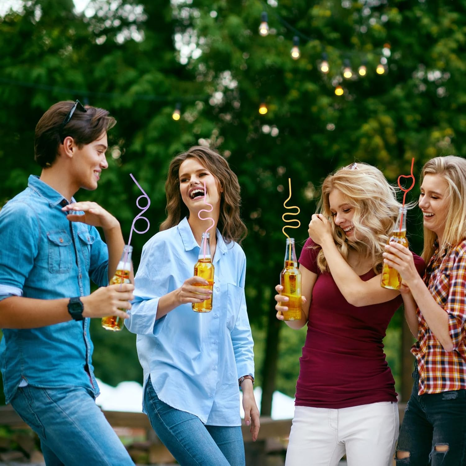 WADY 30Pc Crazy Straws,Silly Straws for Kids &Adults,Reusable Plastic Loop Curly Crazy Drinking Straws for Classroom Activities Valentines Day Gift Christmas Birthday Wedding Party Supplies Decoration image number 1