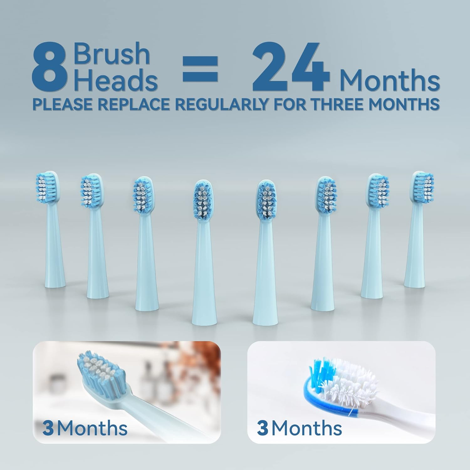 7AM2M Sonic Electric Toothbrush for Adults and Kids- High Power Rechargeable Toothbrushes with 8 Brush Heads,5 Adjustable Modes, Built-In 2-Minute Smart Timer,4 Hours Fast Charge for 30 Days (Blue) image number 4