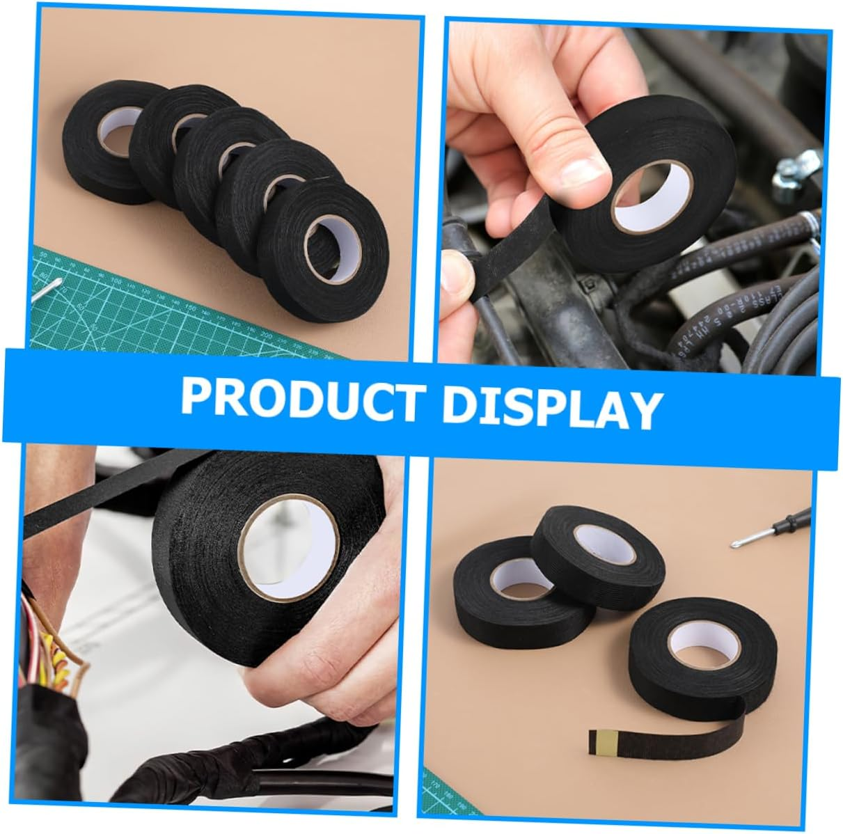 High Temperature Resistant Cloth Tape for Automotive Wiring Harnesses 2 Rolls 15Mm X 15M Noise Damping and Insulation Black Fabric Adhesive Tape image number 6