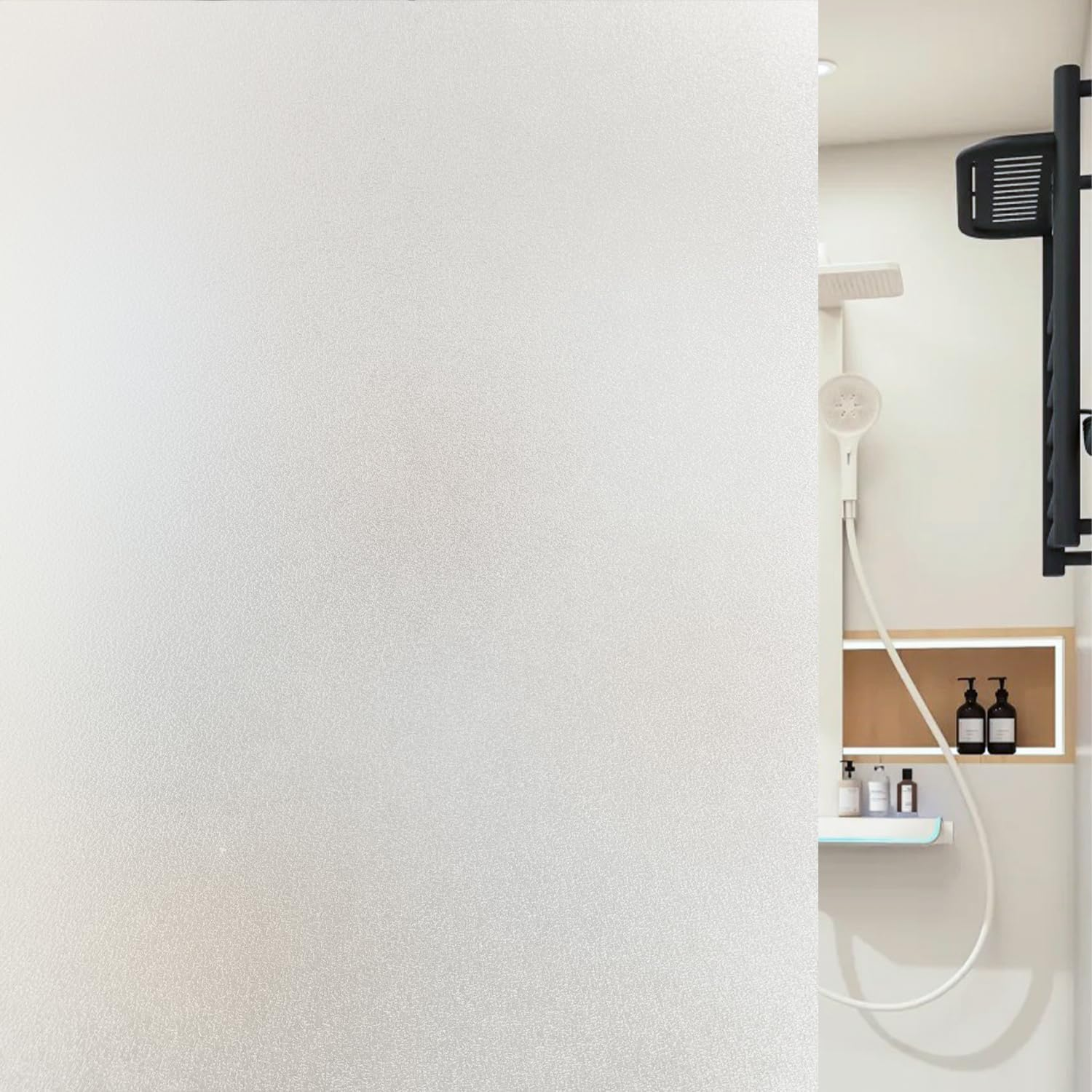 Window Privacy Film, Decorative Frosted Glass Window Film Static Cling UV Blocking Window Film, Heat Control Window Covering for Home Office Bathroom(Frosted, 90X200Cm) image number 4