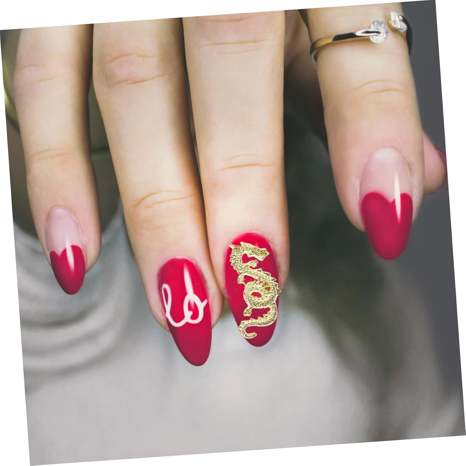 Nail Art Charms Small Gold Dragon Design 10Pcs Manicure Gems Nail Decoration Supplies for Women Christmas DIY - Silver image number 7