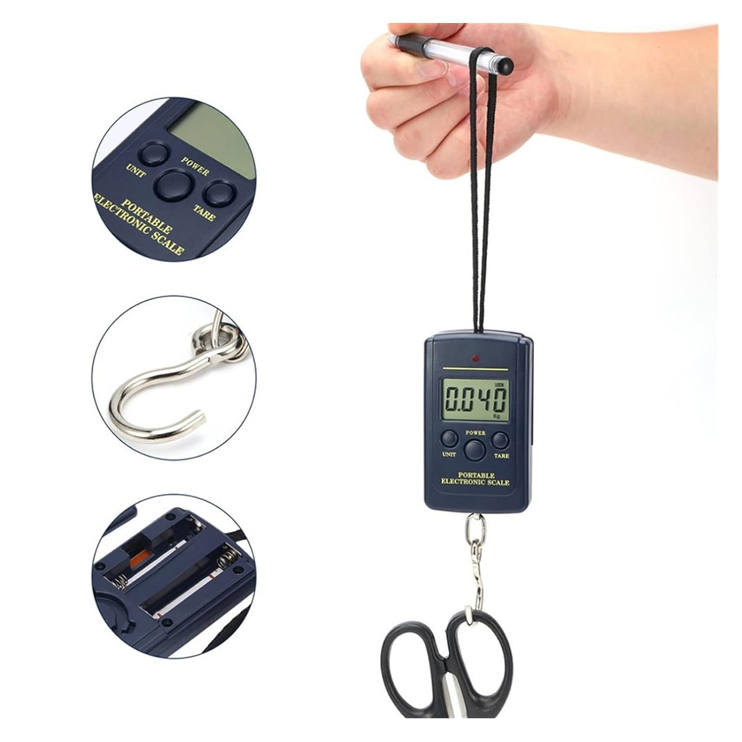 40Kg/10G Mini Digital Scale for Fishing Luggage Travel Weighting Steelyard Hanging Electronic Hook Scale, Kitchen Weight Tool for Hunting,Travelling image number 4