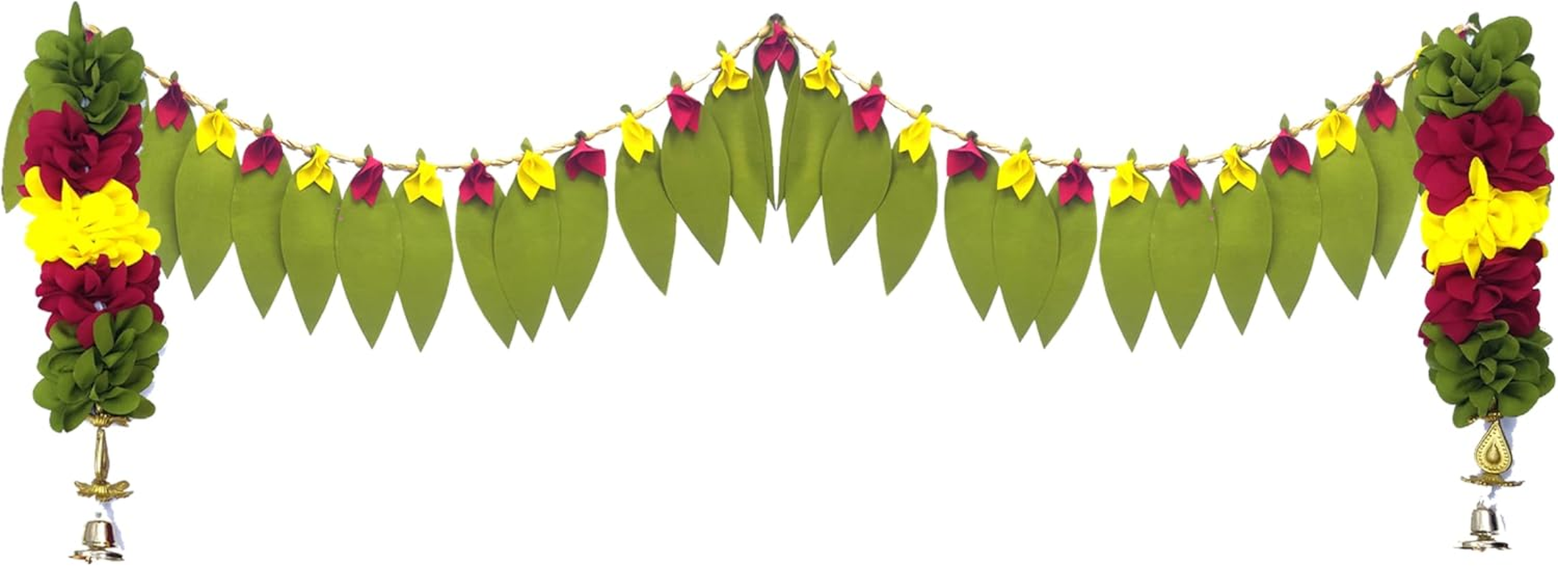 Handicraft Storeroom Artificial Flower Garland Toran for Door Entrance, Home Decoration, Indian Decor for Pooja,Wedding,Event, Diwali, Chrismus (Leaf Toran 38 Inch 2 Hanging 9 Inch), Green image number 2