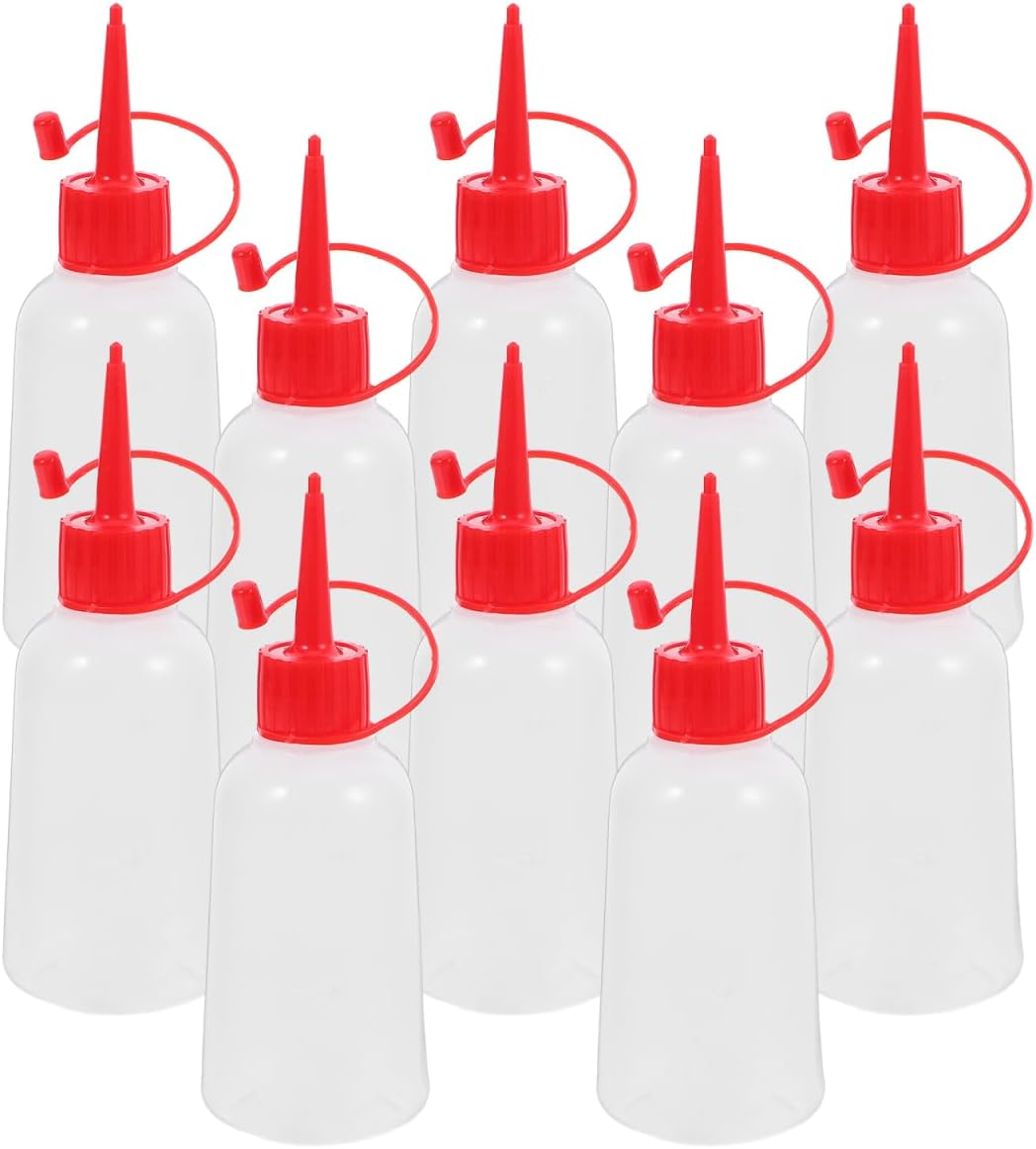 OSALADI Pack of 10 Transparent Glue Bottles Applicator Bottle with Narrow Tip Bottles for Applying Adhesive Paint Spray Bottles Needle Tip Glue Bottle LDPE Red image number 2
