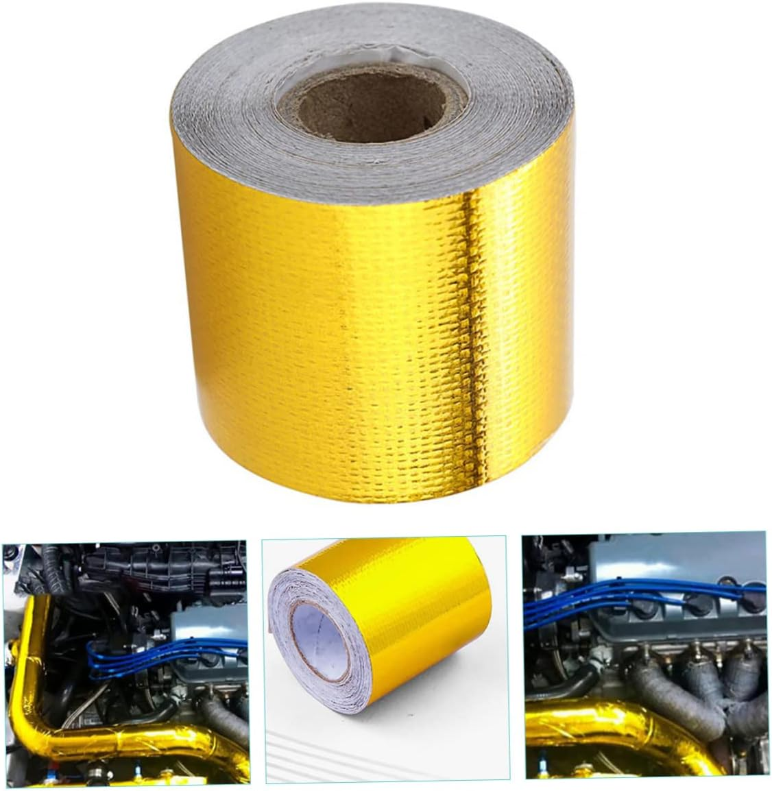 10M Heat Resistant Aluminium Foil Tape 5Cm Wide Fireproof Adhesive Seal Tape for Automotive Exhaust Insulation and Industrial Duct Repairs image number 5