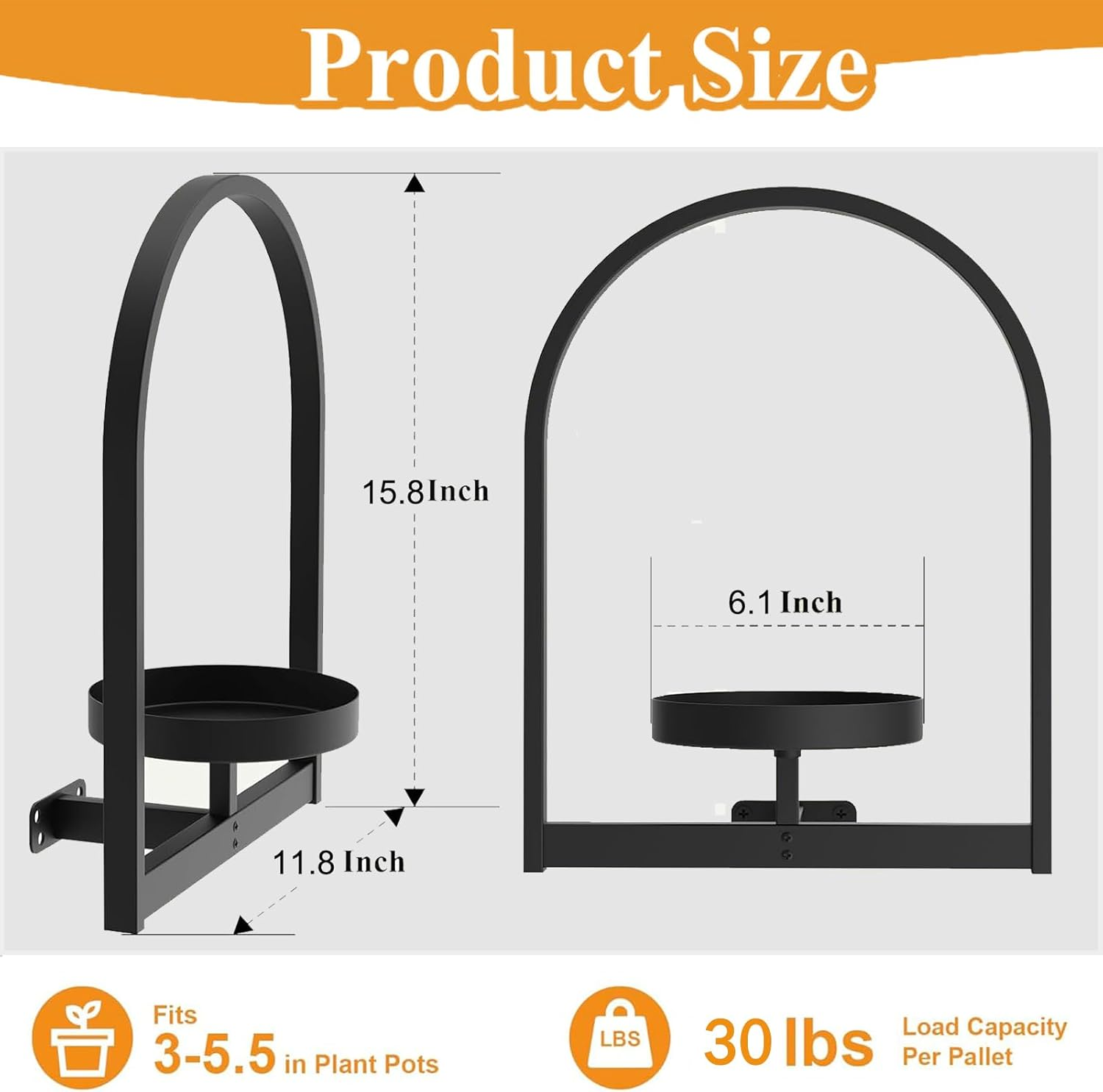 Wall Planters for Indoor Plants,2 Pack Wall-Mounted Hanging Planter Holder,Metal Plant Stand Indoor Wall Decor,Flower Floating Shelves Decor for Living Room Balcony Entryway image number 1