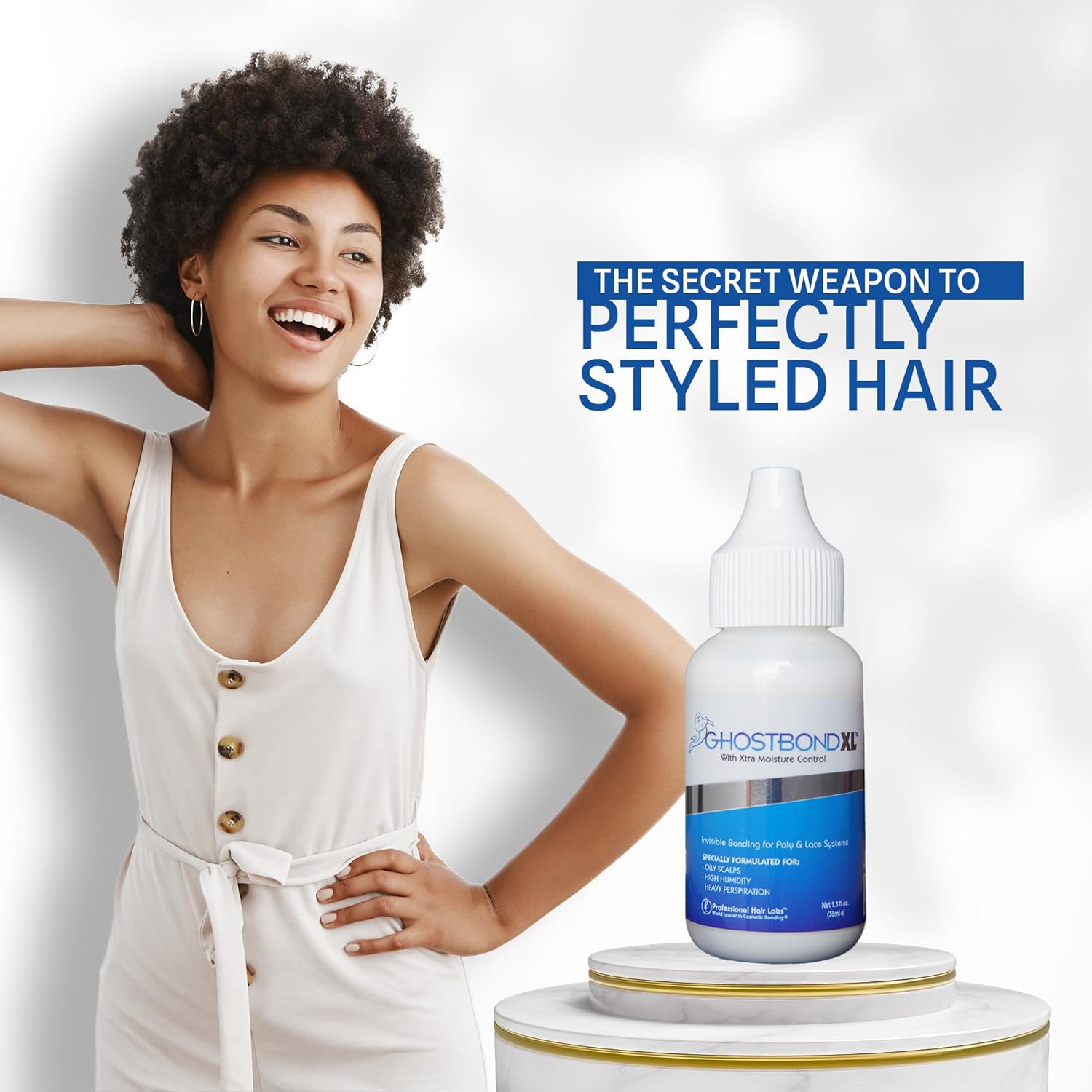 Ghost Bond XL Hair Replacement Adhesive - 1.3Oz - Invisible Bonding Glue: Extra Moisture Control - Light Hold for Poly and Lace Hairpiece, Wig, Toupee Systems image number 5