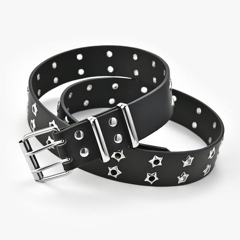 EMMIOL Studded Y2K Women Belts for Jeans, Ladies Leather Belt Trendy Goth Star with Silvery Buckle, Waist Belt Punk for Dress image number 5