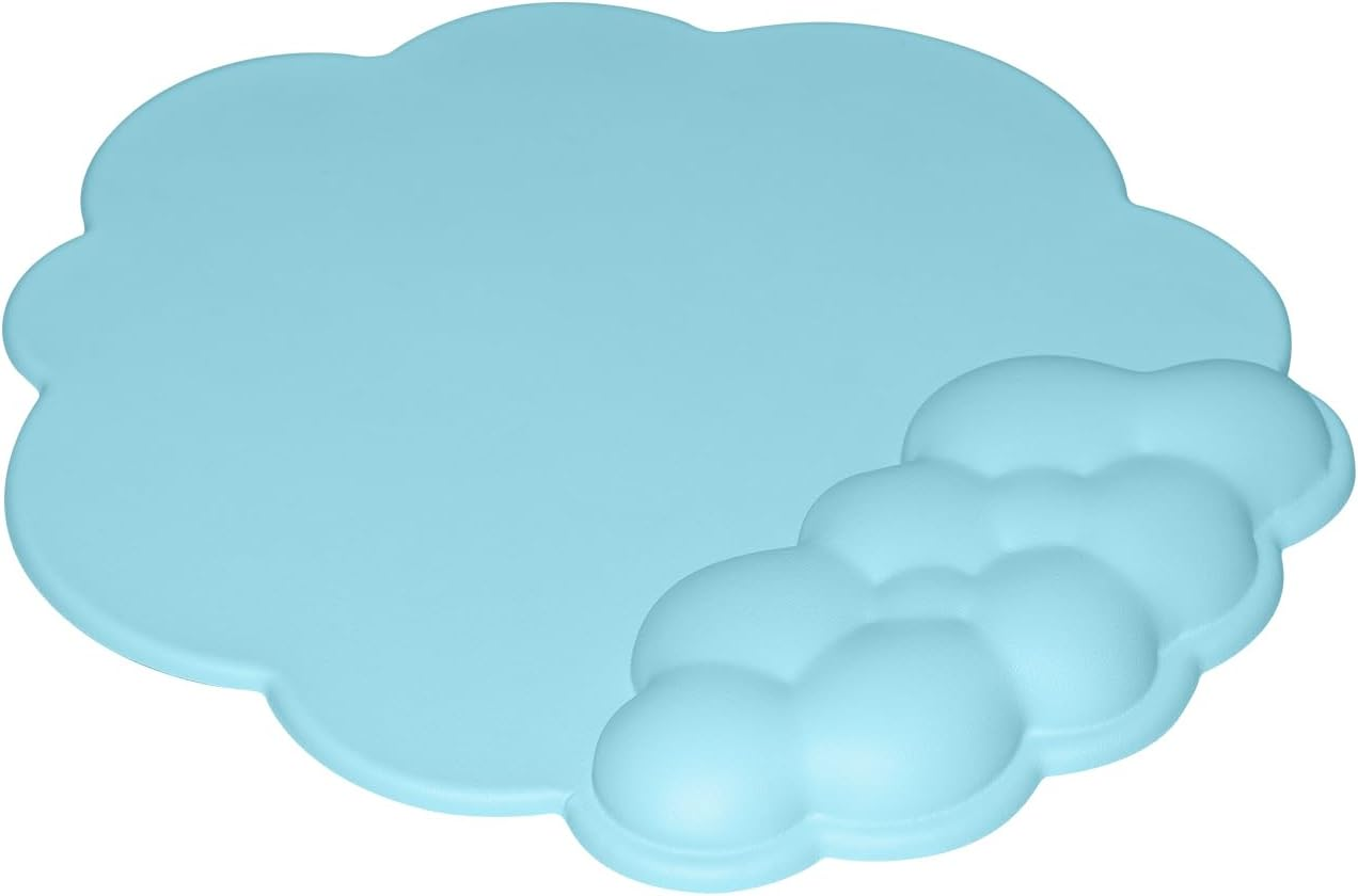 Mouse Pad Wrist Support with Leather Surface Cloud Wrist Rest Mousepad with Memory Foam Non-Slip PU Base Mouse Pad for Home Office Laptop Mac Easy Pain Relief (White)