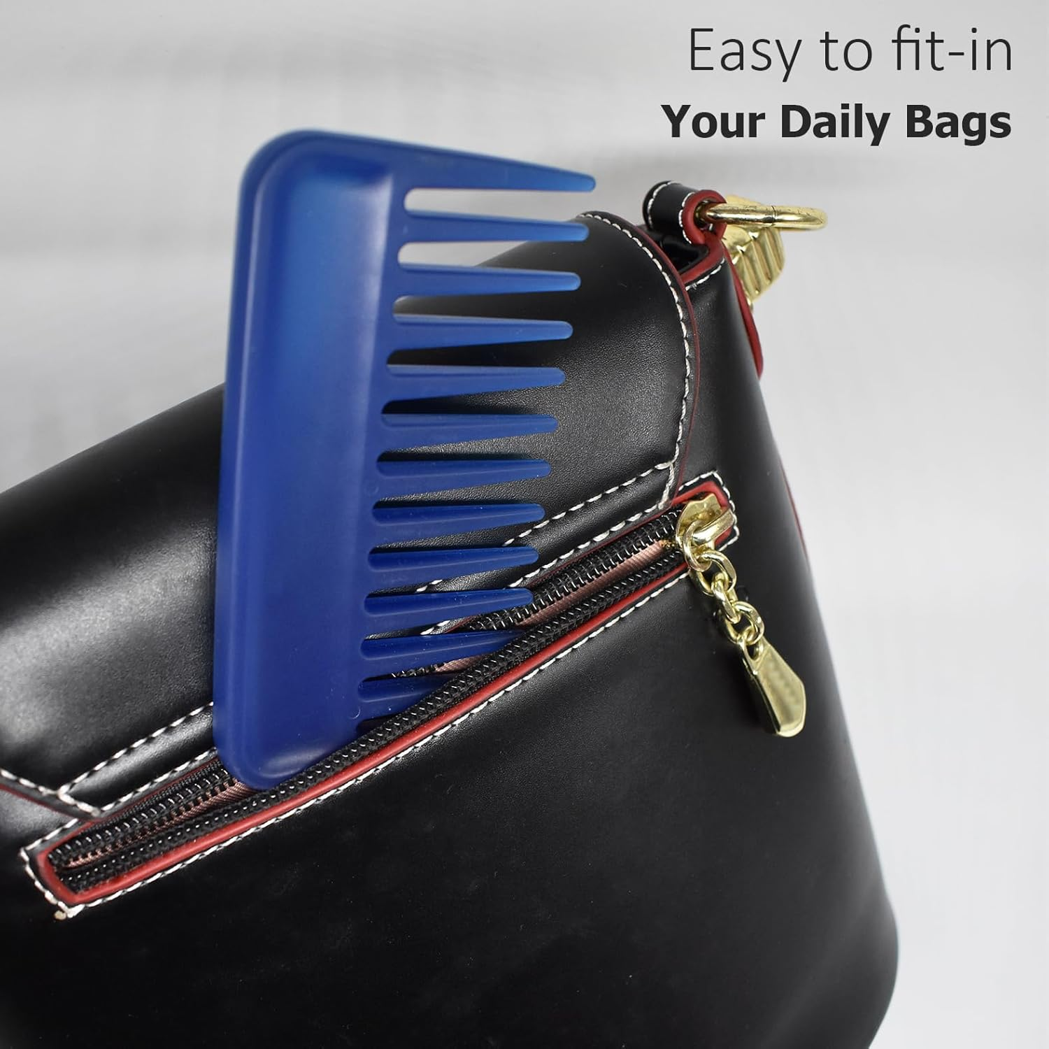 Professional Hair Comb, Streaker Texture Pocket Size Detangling Combs for All Hair Types, Women, Men, Kids, Home, Office, Car, Travel, Handbag, Gym Bag (Blue, 1) image number 4