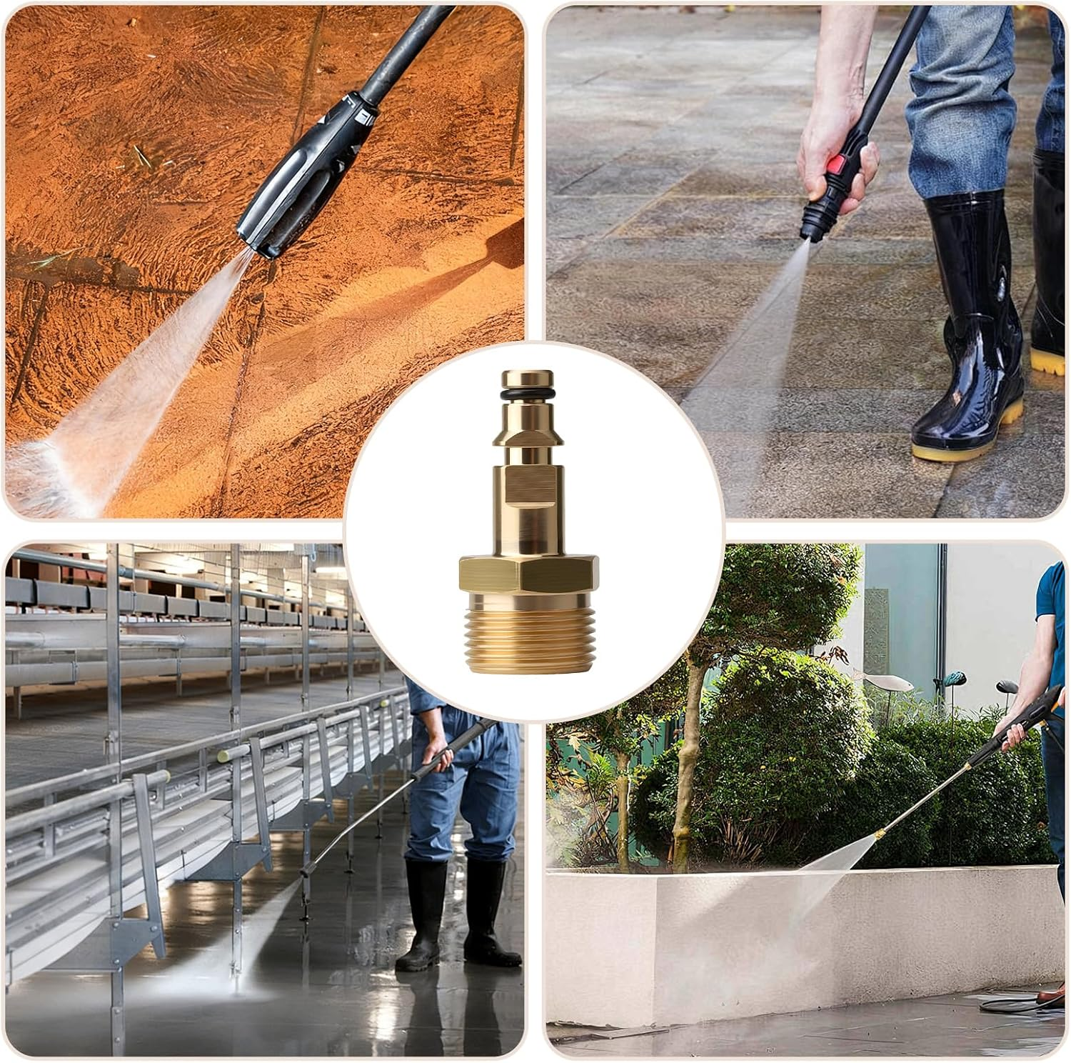 2-Piece Universal Pressure Washer Adapter Kit with M22 14Mm Quick Connect Fitting High Pressure Hose Adapter and Brass Stainless Steel Garden Accessories image number 5