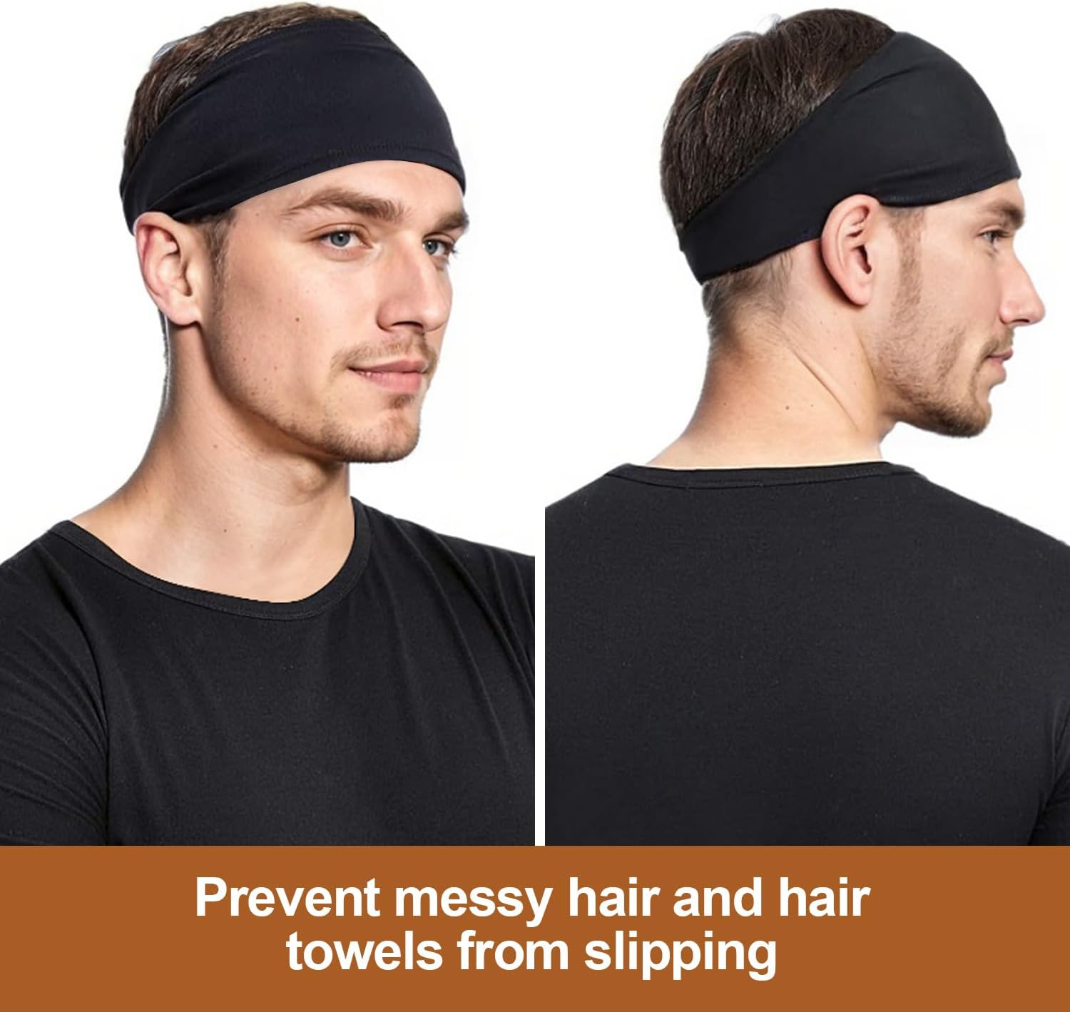 Headbands,T Tersely Yoga Sports Headband, Non-Slip & Lightweight Mens Sweat Band, Womens Elastic Athletic Hair Band for Men,Working Out Sweatband image number 4