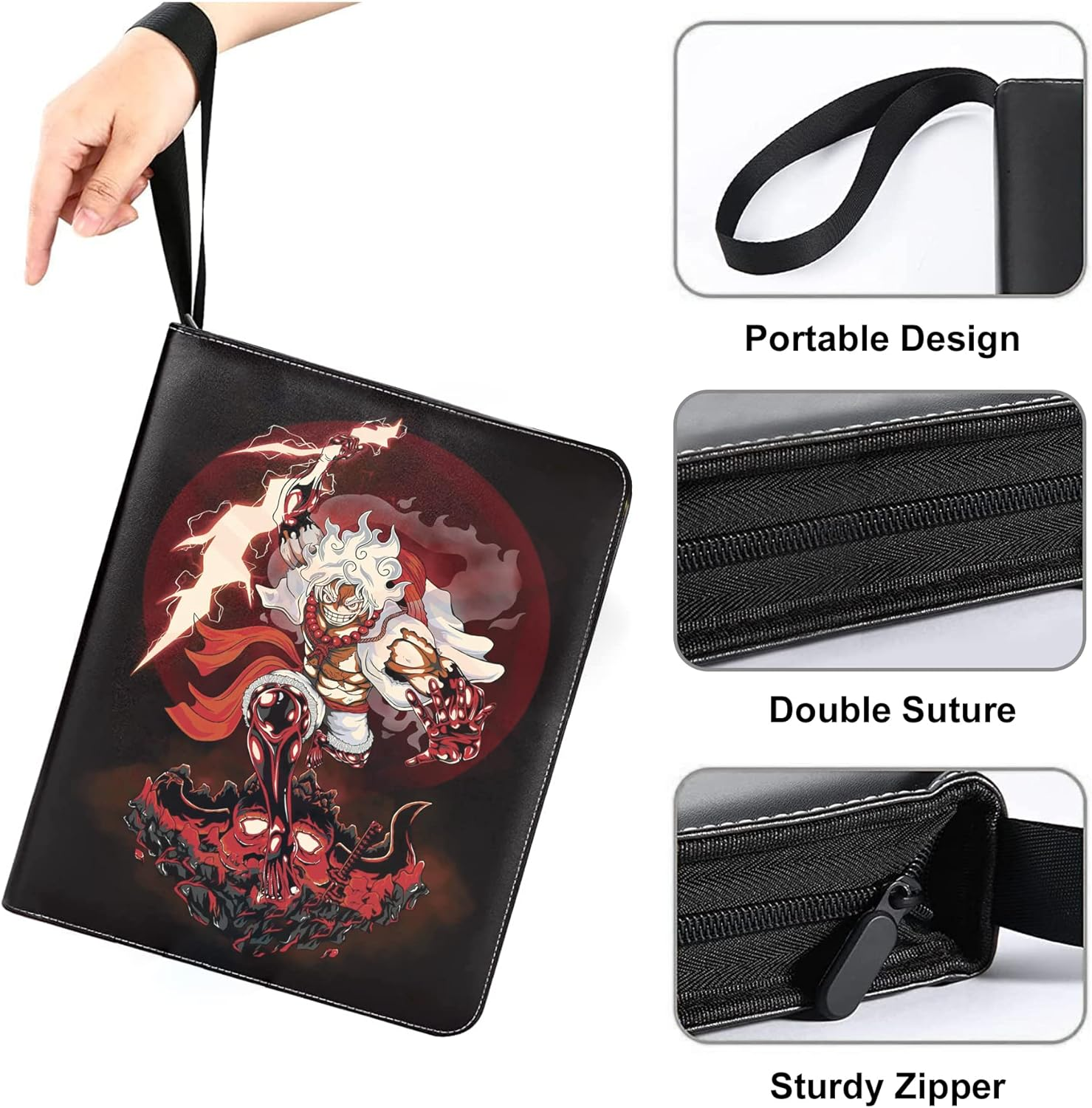 Trading Card Binder for One Piece Card Game,9 Pocket with 50 Sleeves up to 900 Cards One Piece TCG Card Binder,Waterproof Card Storage Bag with Sleeves,One Piece for Card Display Case image number 4
