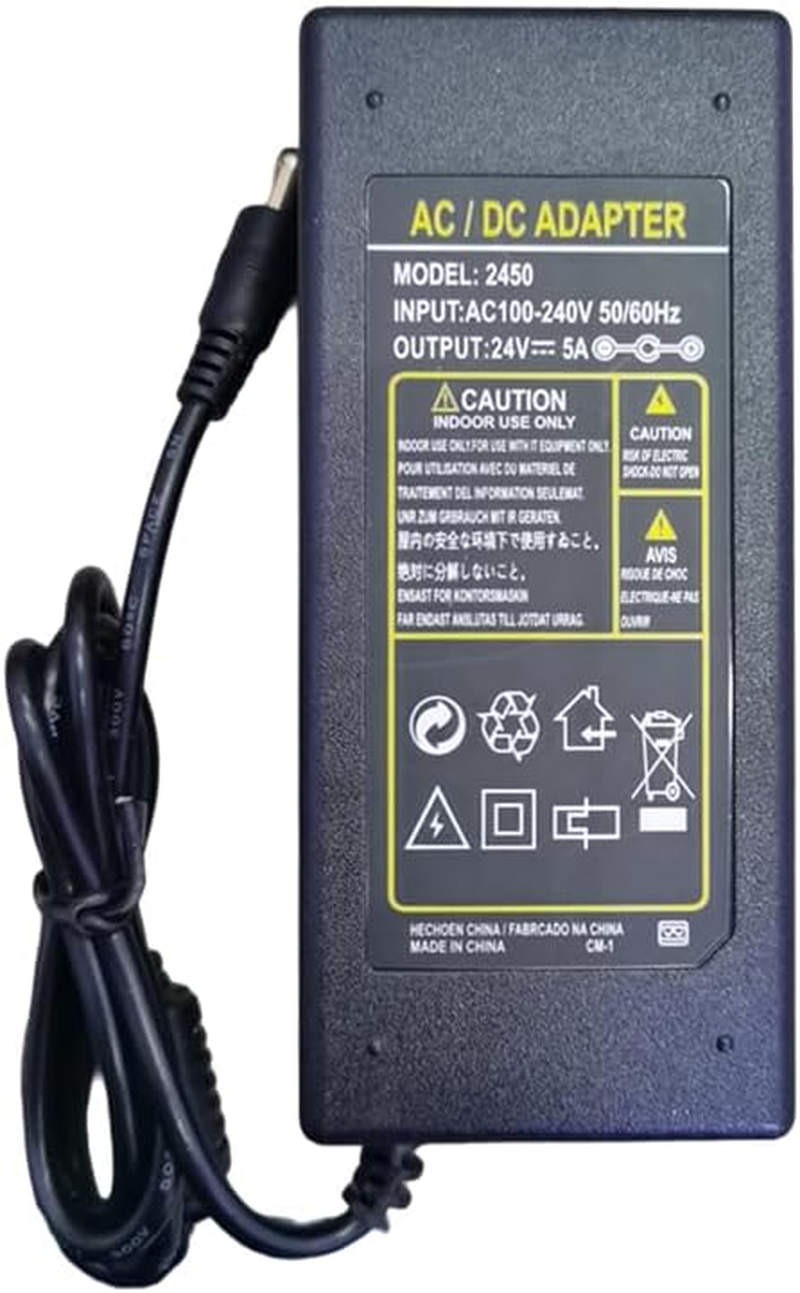 Poemtian AC DC Power Supply Adapter Charger AC 100-240V to DC 24V 5A Plug for Household Electronics image number 4
