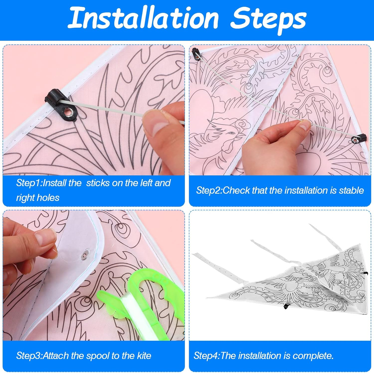 20 Psc DIY Color Filled Kite for Kids Kite Making Kit Bulk, Painting Kites,Decorating Coloring Kite Party Pack,Colorful Life Kite for Kids & Adults, Extremely Easy to Fly Kite for Beginner 10 image number 3