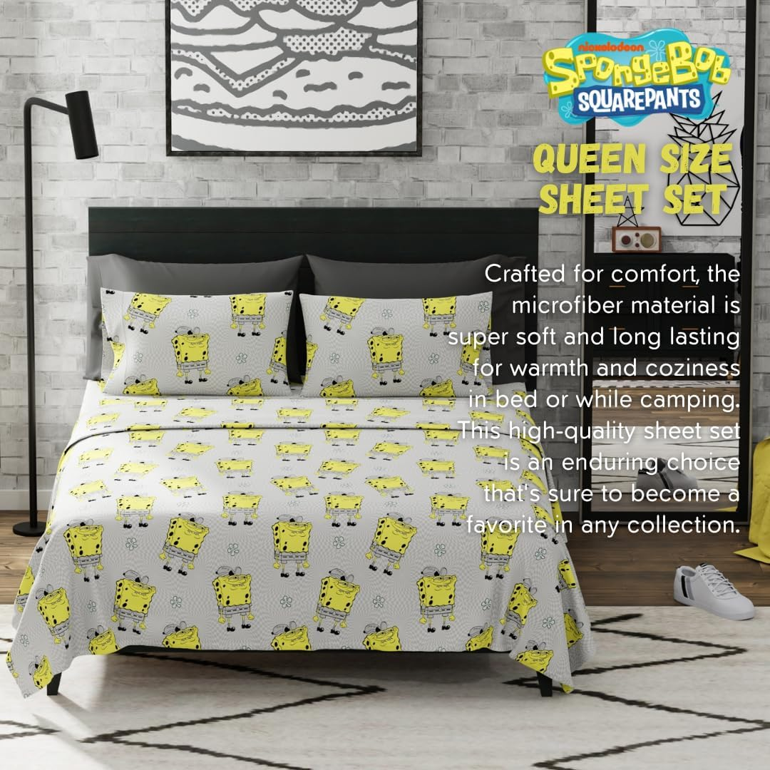 Franco Collectibles Spongebob Squarepants Bedding Super Soft Microfiber Queen Sheet Set, College Dorm Essentials (Official Licensed Product) image number 2