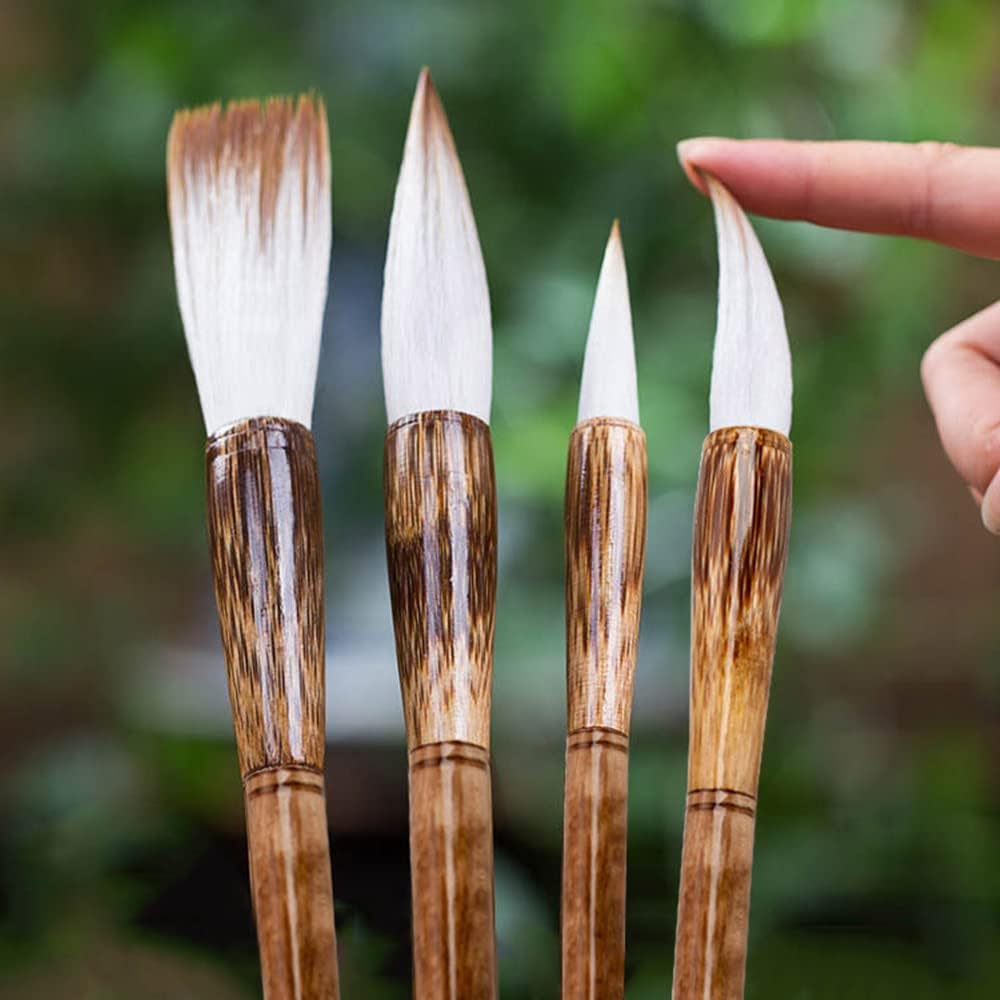 High-Grade Shanlian Hubi Fine Chinese Calligraphy Brush Set- Wolf Goat Hair Doubled Both Brush