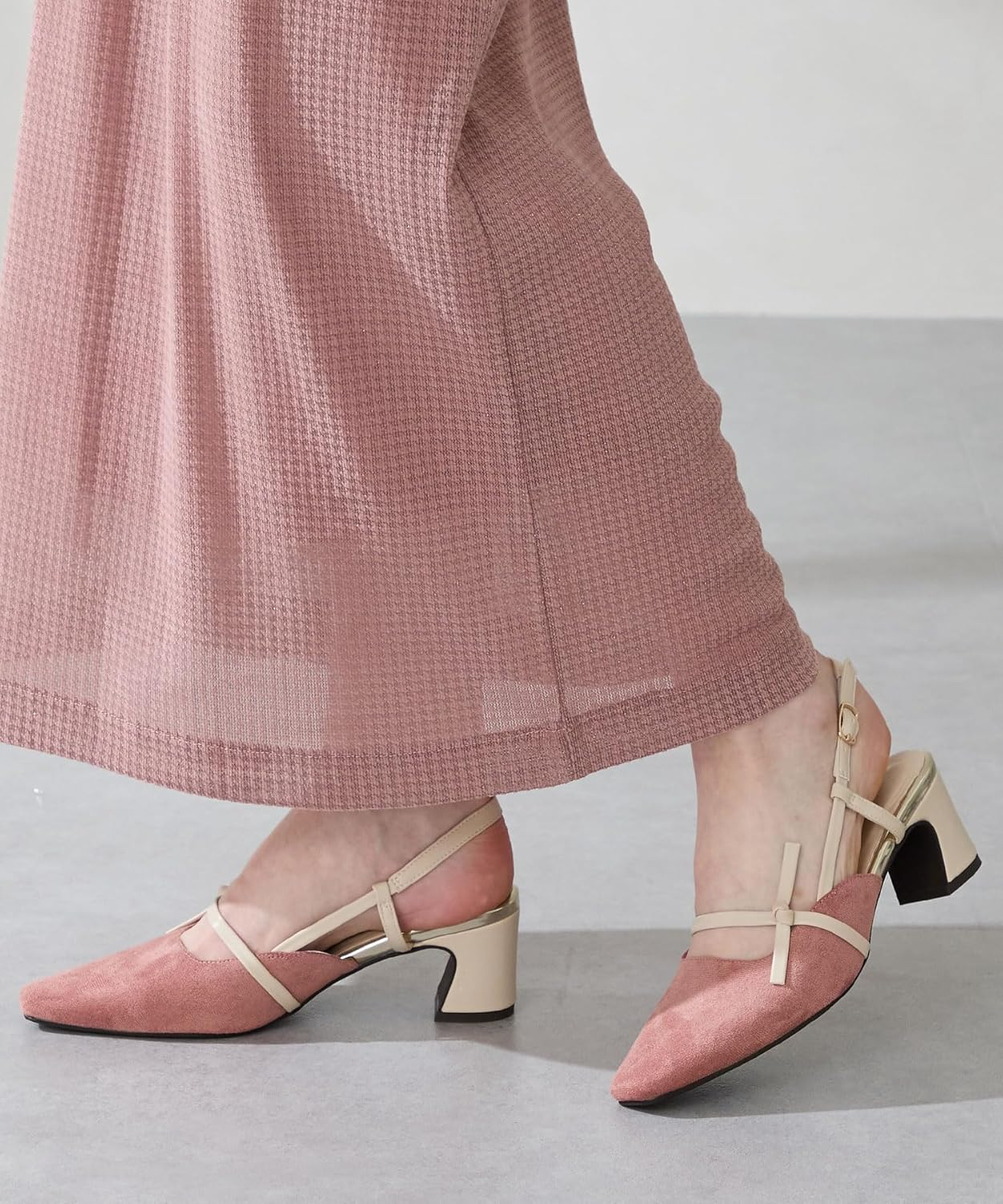 Oriental Traffic 51314 Women'S Pumps, Office Casual, Commuting, Square Toe, Heel Strap, Side Ribbon image number 5