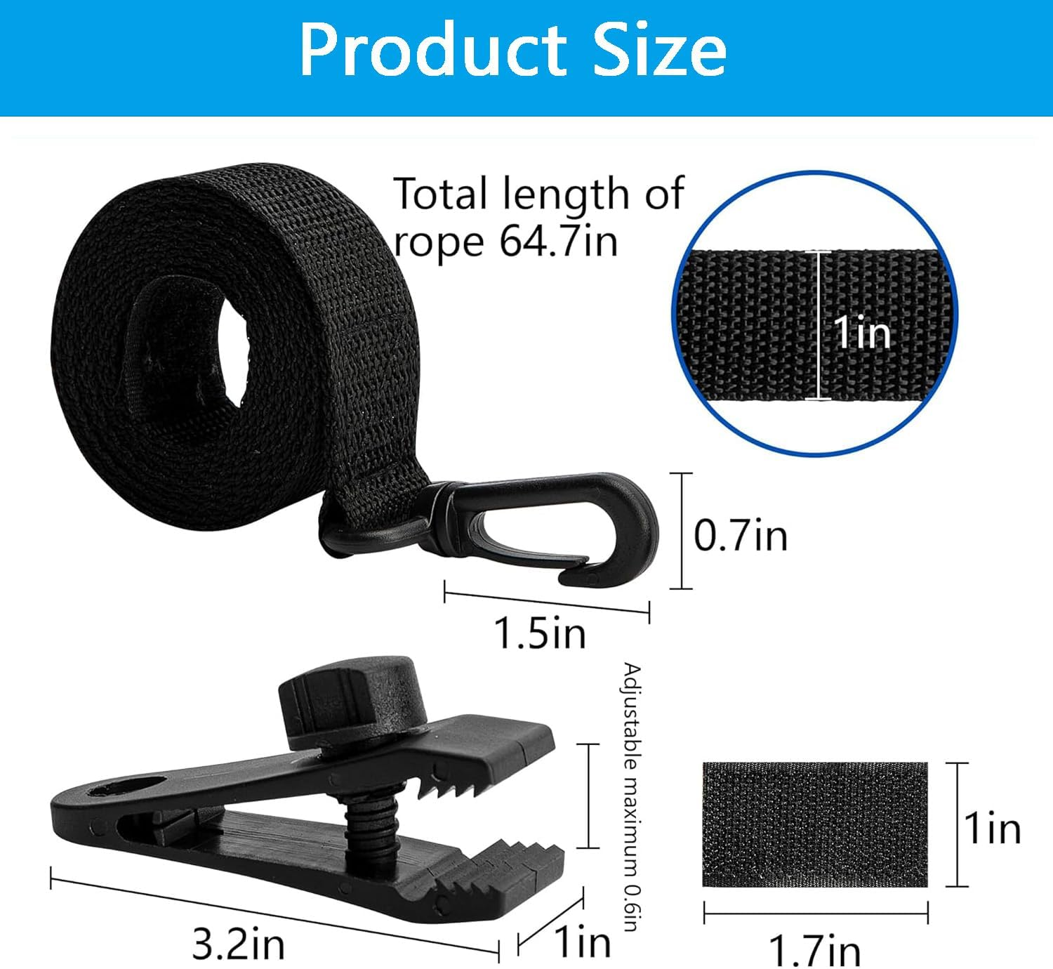 24 Pcs Pool Solar Cover Reel Attachment Kit, Inground Swimming Pool Solar Cover Straps and Clips, Solar Blanket Straps Kit Including 8 Straps with Hooks, 8 Clips and 8 Touch Fastener image number 6