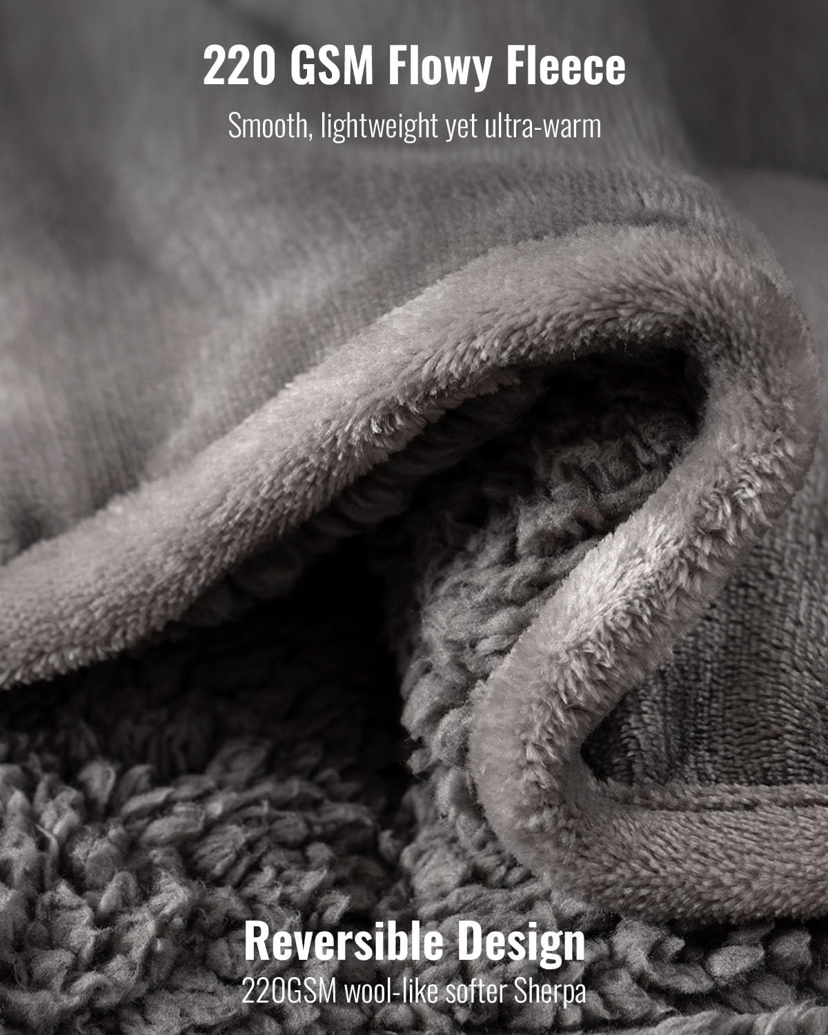 BUZIO Sherpa Fleece Weighted Blanket 9 Kg for Adult, Unicolor Ultra-Soft Fleece and Sherpa, Dual Sided Cozy Plush Blanket for Sofa Bed, 150 X 200 Cm, Grey image number 1