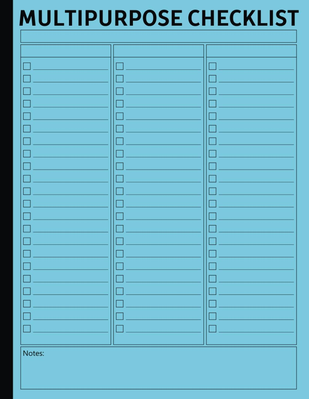 Multipurpose Checklist 3 Column | Create a Checklist That Is Personalized for Your Needs | Large Size | Adaptable Checklist for Grocery, Shopping, Cleaning, Daily To-Do Plans, or Whatever You Want