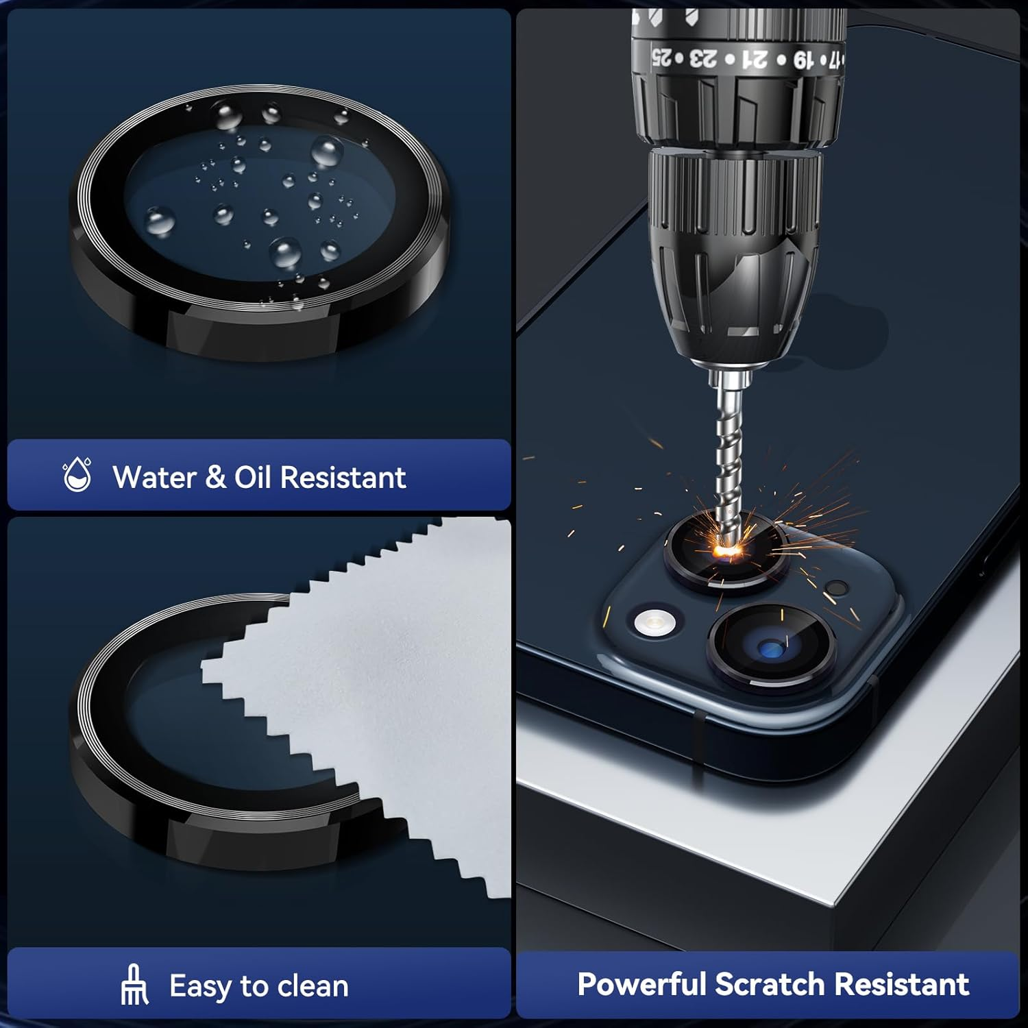 Cloudvalley for Iphone 15 Plus/Iphone 15 Camera Lens Protector, Ultra-Hd Tempered Glass Camera Cover [Case-Friendly] Metal Individual Lens Screen Protective Ring, Black image number 3