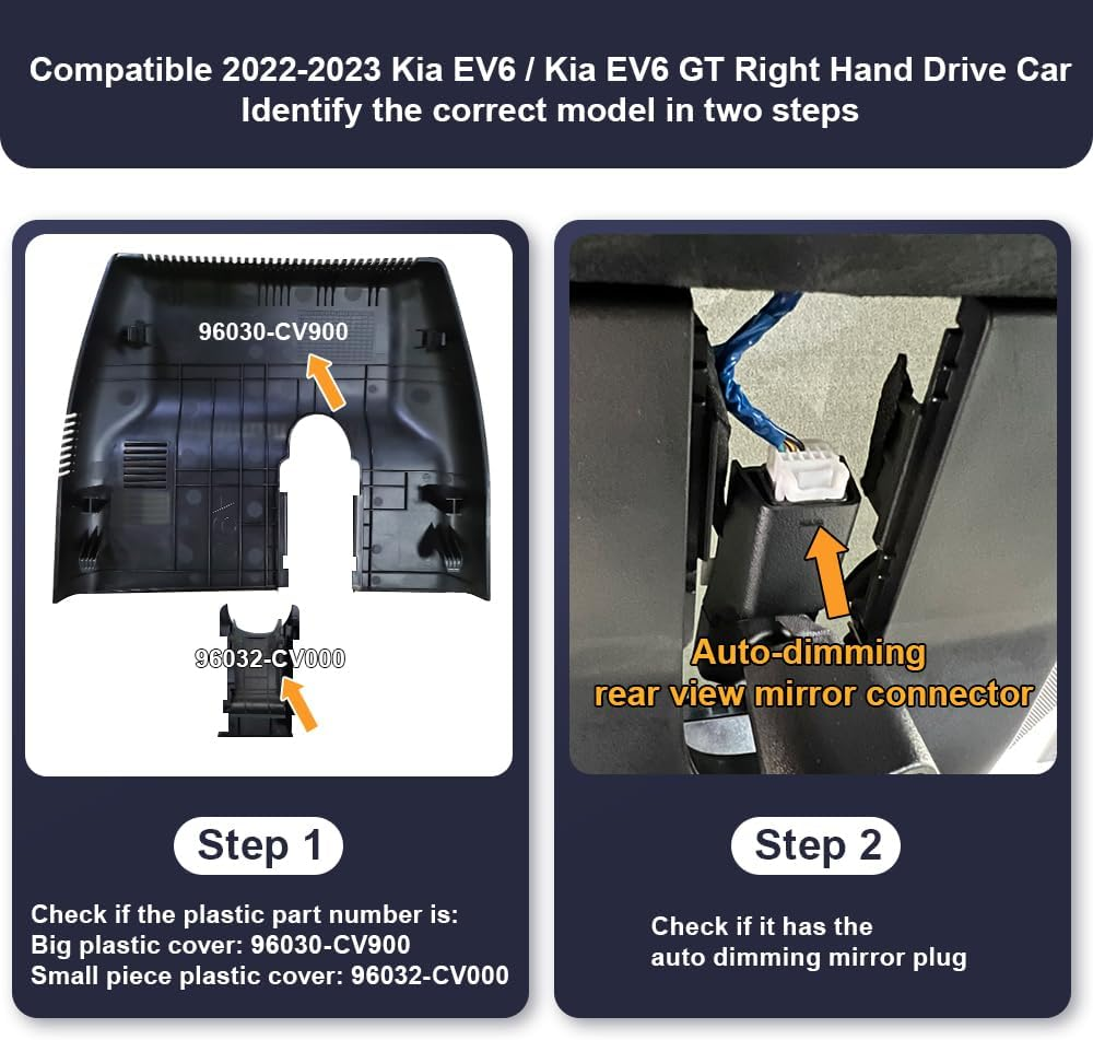 Fitcamx Dash Cam Front 2K+Rear 1080P Adapts for KIA EV6 GT Line Light Wind 2022 2023 2024 2025, OEM Factory Look, Dual HD Video, Loop Recording G-Sensor, Wifi & APP, Easy to Use, 64GB Card image number 2