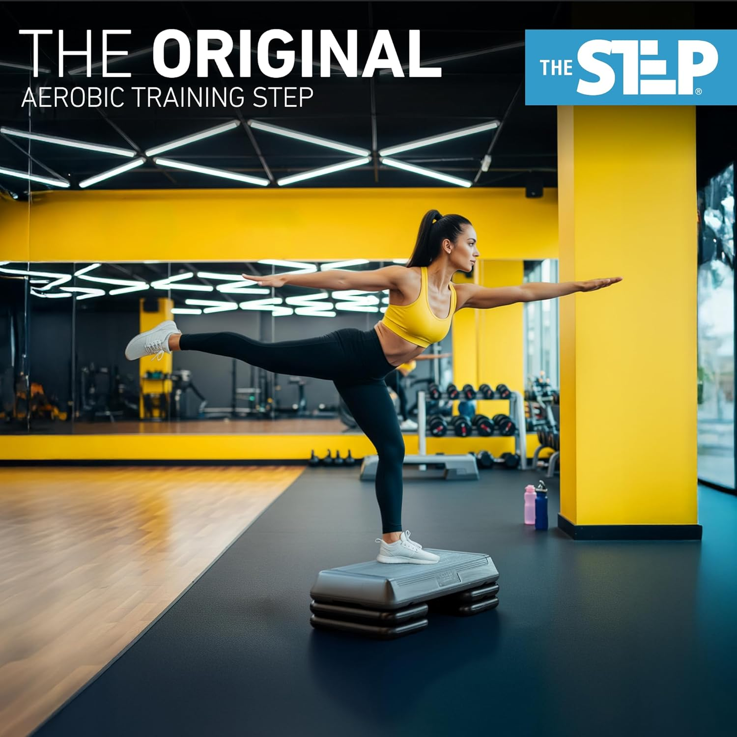 The Step (Made in USA) Original Aerobic Platform &ndash; Circuit Size Grey Aerobic Platform and Original Black Risers image number 4