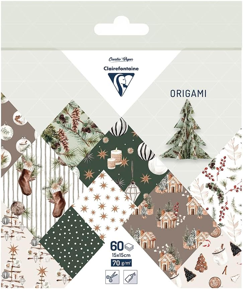 Clairefontaine 95638C Origami Pack of 60 Sheets 15 X 15 Cm 70 G Christmas Cosy image number 3