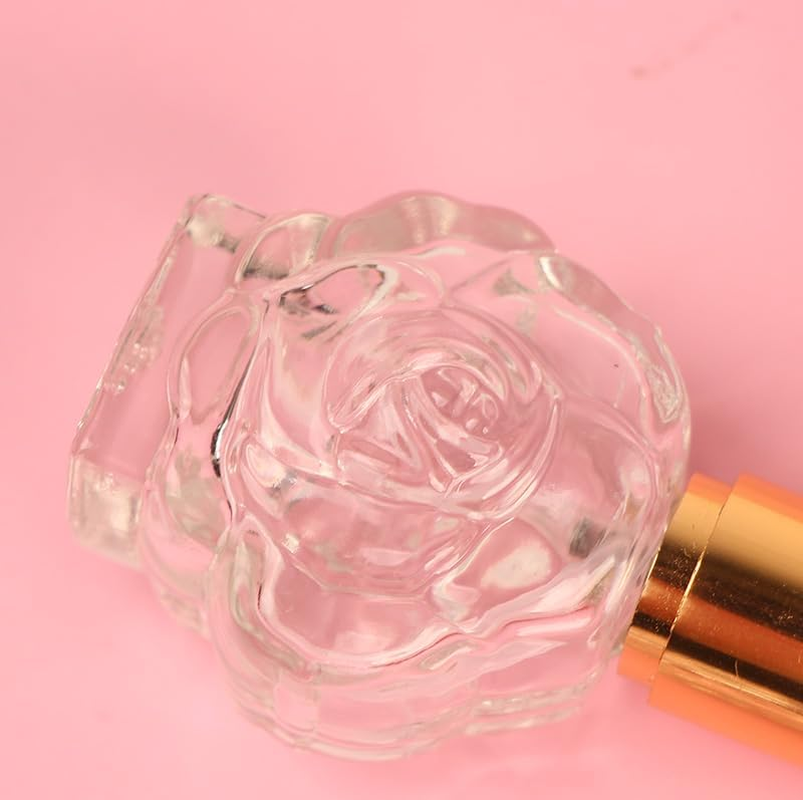 NOIAFZY 8PCS 10Ml Rose Flower Perfume Spray Bottles, Leak-Proof Travel-Size Glass Atomizer Containers with Floral Design