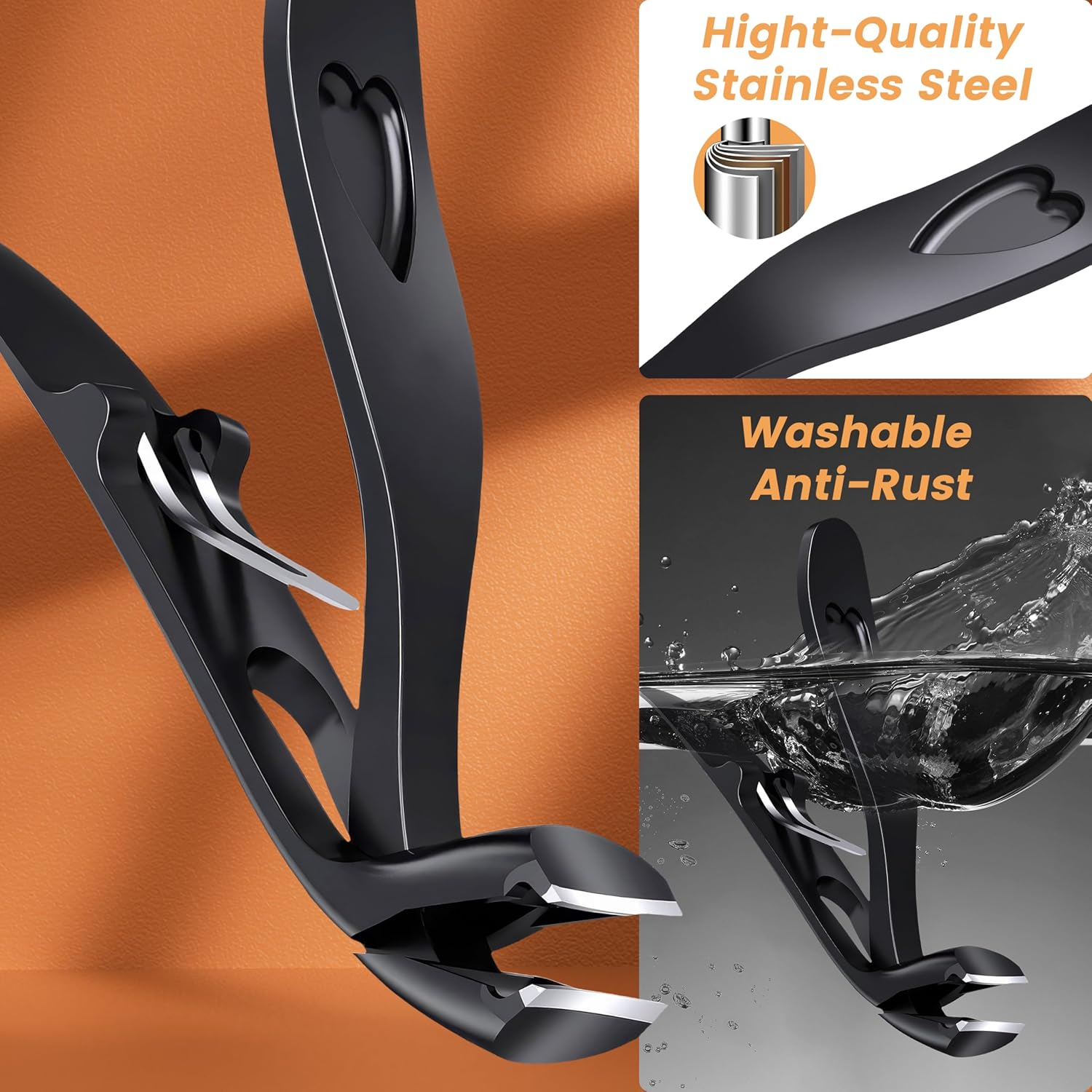 YESDEX Toe Nail Clippers - Wide Jaw Nail Clippers for Thick Nails, Professional Nail Cutter Care Kit for Seniors, Angled Head Toenail Clipper Set with Catcher for Men and Women, Travel Box for Gifts image number 1