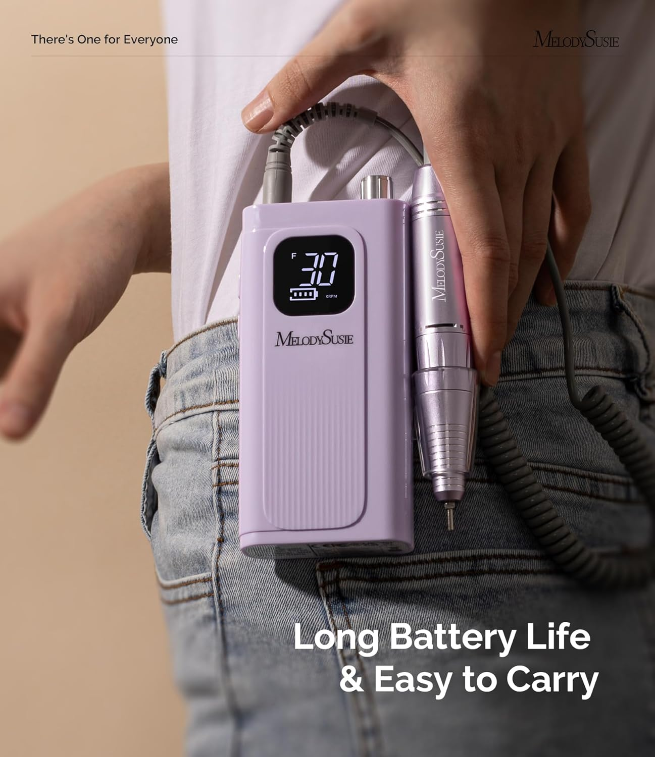 Melodysusie Professional Rechargeable Nail Drill 30000 RPM, Electric Nail File for Shaping, Removing & Polishing Gel Nails, Lightweight & Easy to Use, Ideal for Home & Salon Manicure Pedicure, SC300F image number 3