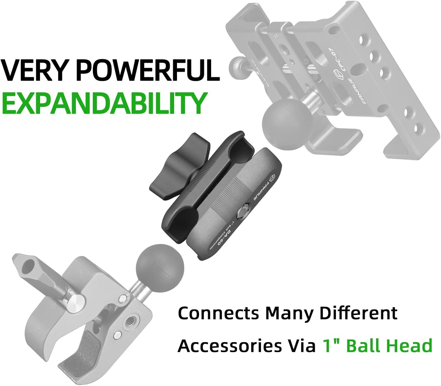 FANAUE Double Socket Arm Compatible with B Size 1" Ball Components for RAM Mounts (Short Arm) image number 4