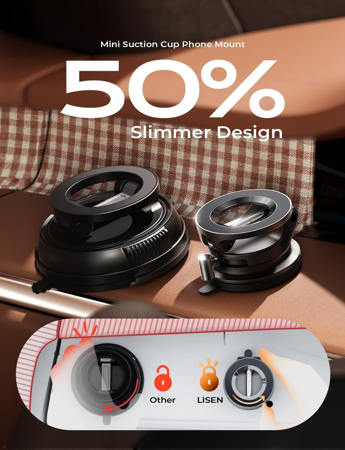 LISEN Suction Cup Phone Mount, Vacuum Magnetic Phone Holder, 360&deg; Adjustable for Magsafe Car Holder Foldable Suction Phone Mount for Car Truck Boat, Vacuum Magnetic Phone Stand, for Iphone 16 Pro Max image number 4