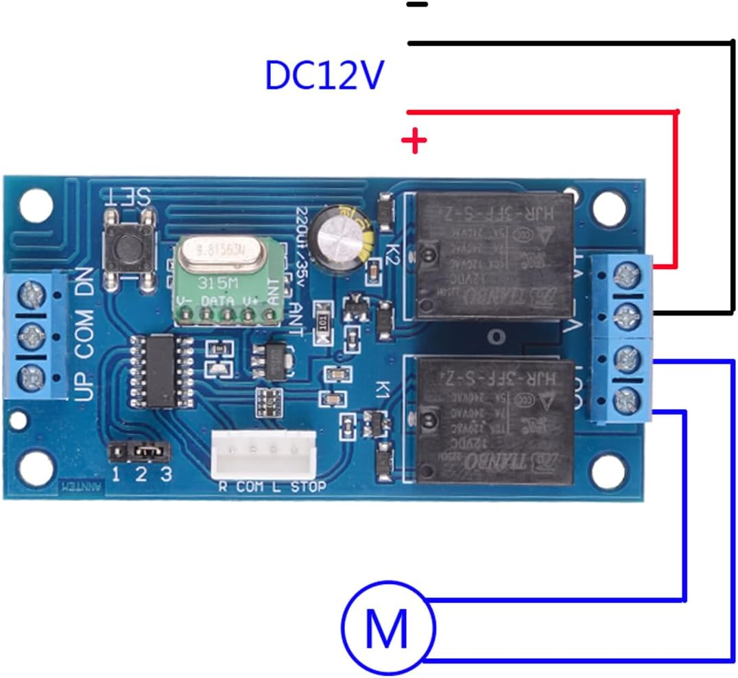 DC12V Motor Wireless Remote Control Switch Universal 2CH RF Relay Remote Control, 433Mhz Remote Receiver Switch 9V - 12V DC Motor Controller 2 Transmitter with 1 Receiver image number 2