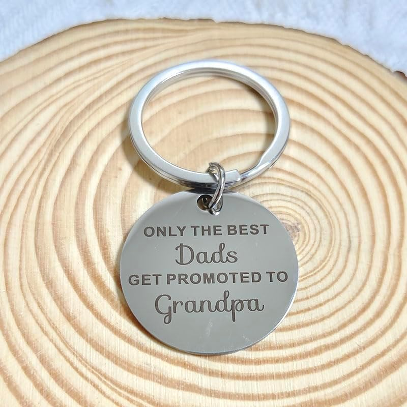 Christmas Birthday Gifts for New Grandpa - Only the Best Dads Get Promoted to Grandpa Keychain - First Time Papa Fathers Day Gift image number 1