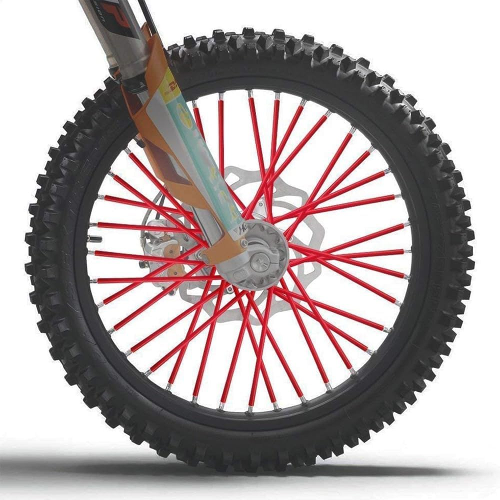 72Pcs Bicycle Wheel Spoke Bike Spoke Wrap Kit Mtb Skins Covers Mountain Sleeves Red image number 5
