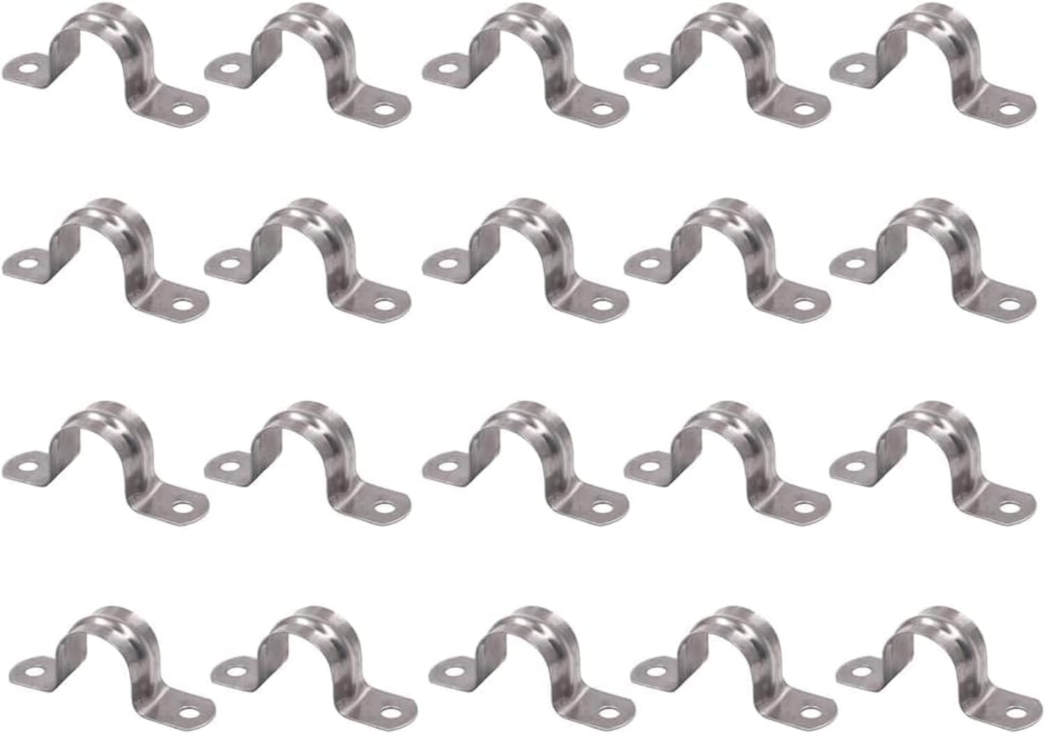 20Mm Pipe Strap Clamps, 20 Pcs 304 Stainless Steel Pipe Holder Brackets, Saddle U Shaped Tube Clips for Ducting Plumber Water Pipe image number 2